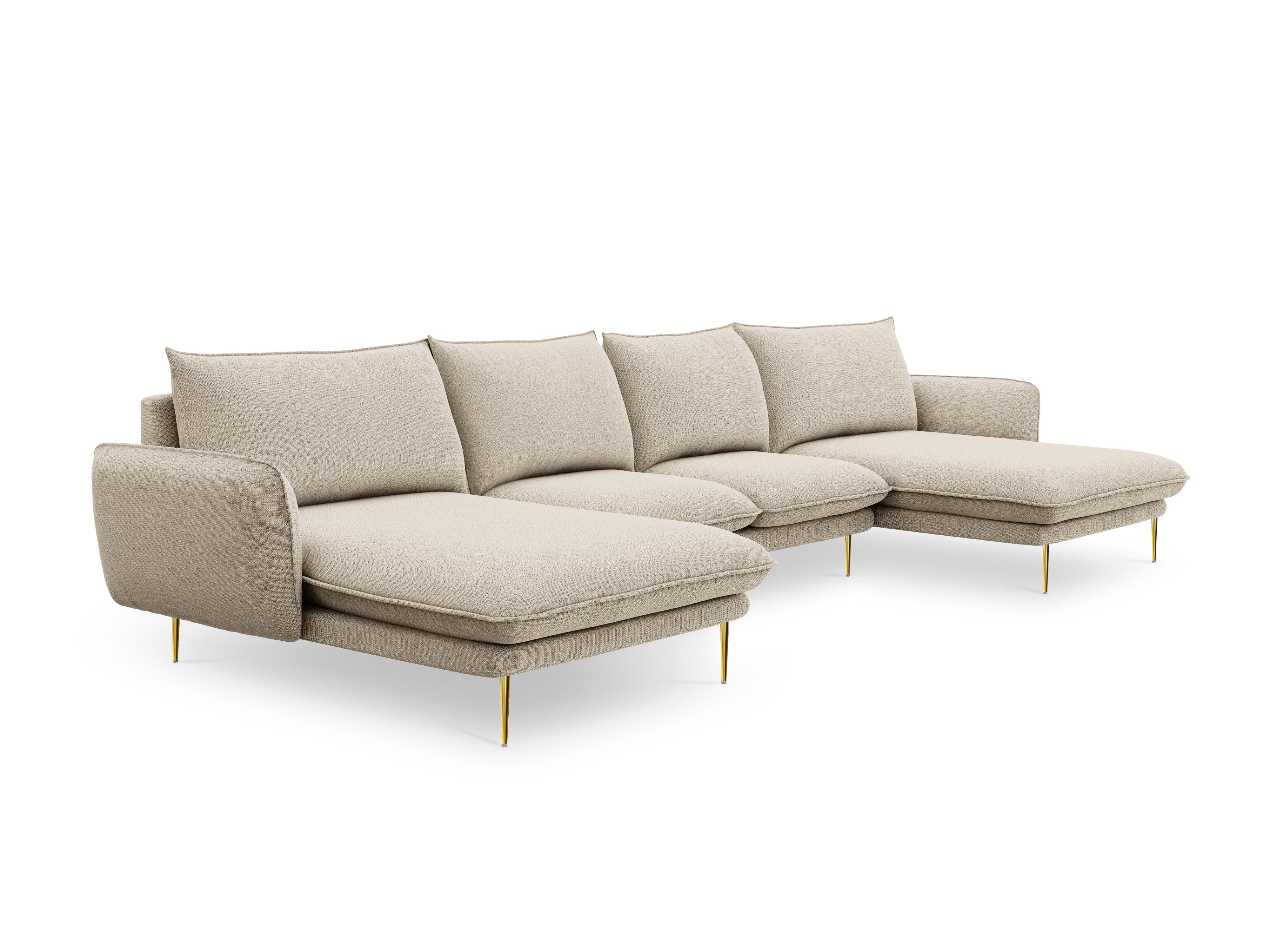 U-shaped corner sofa VIENNA beige with gold base