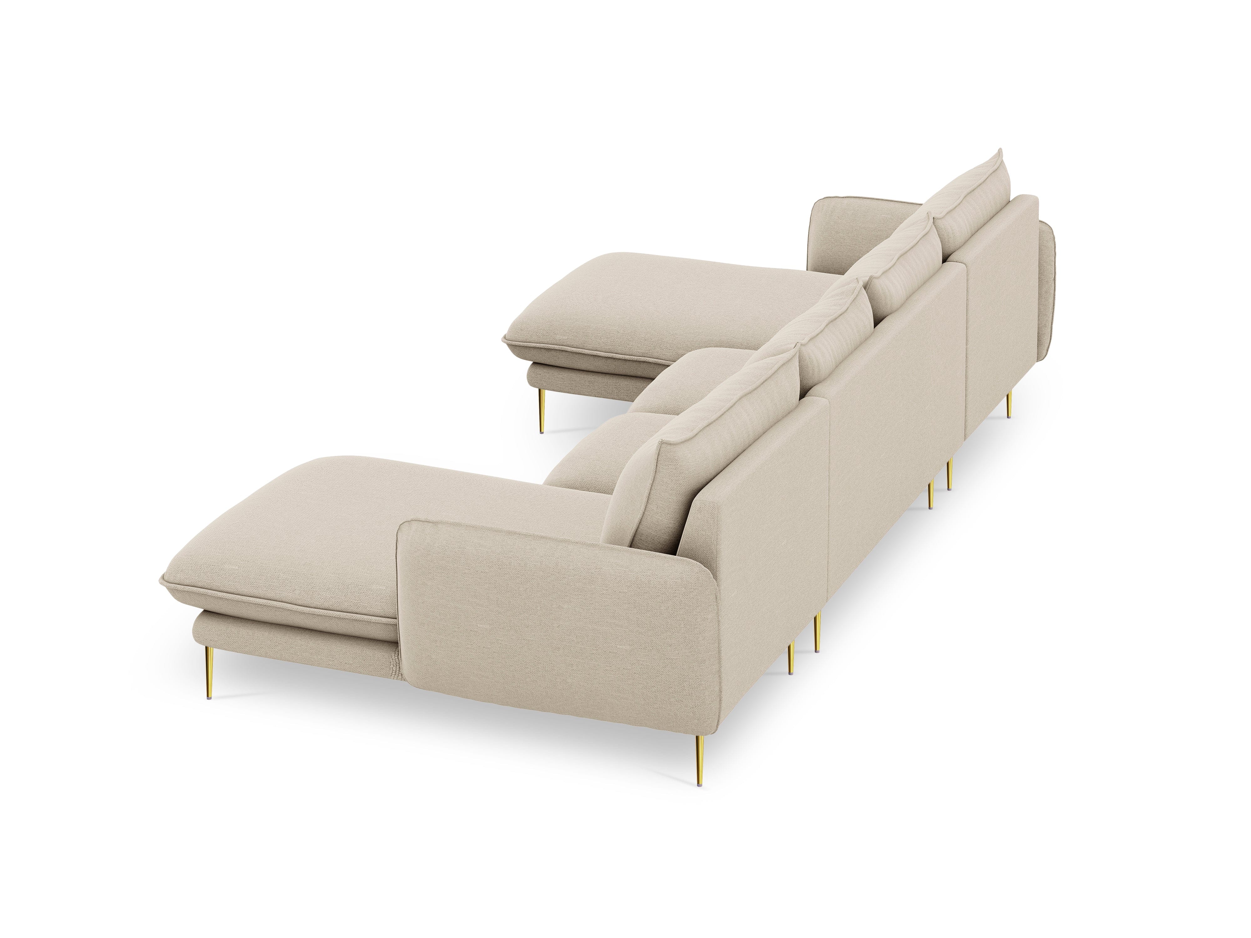 U-shaped corner sofa VIENNA beige with gold base