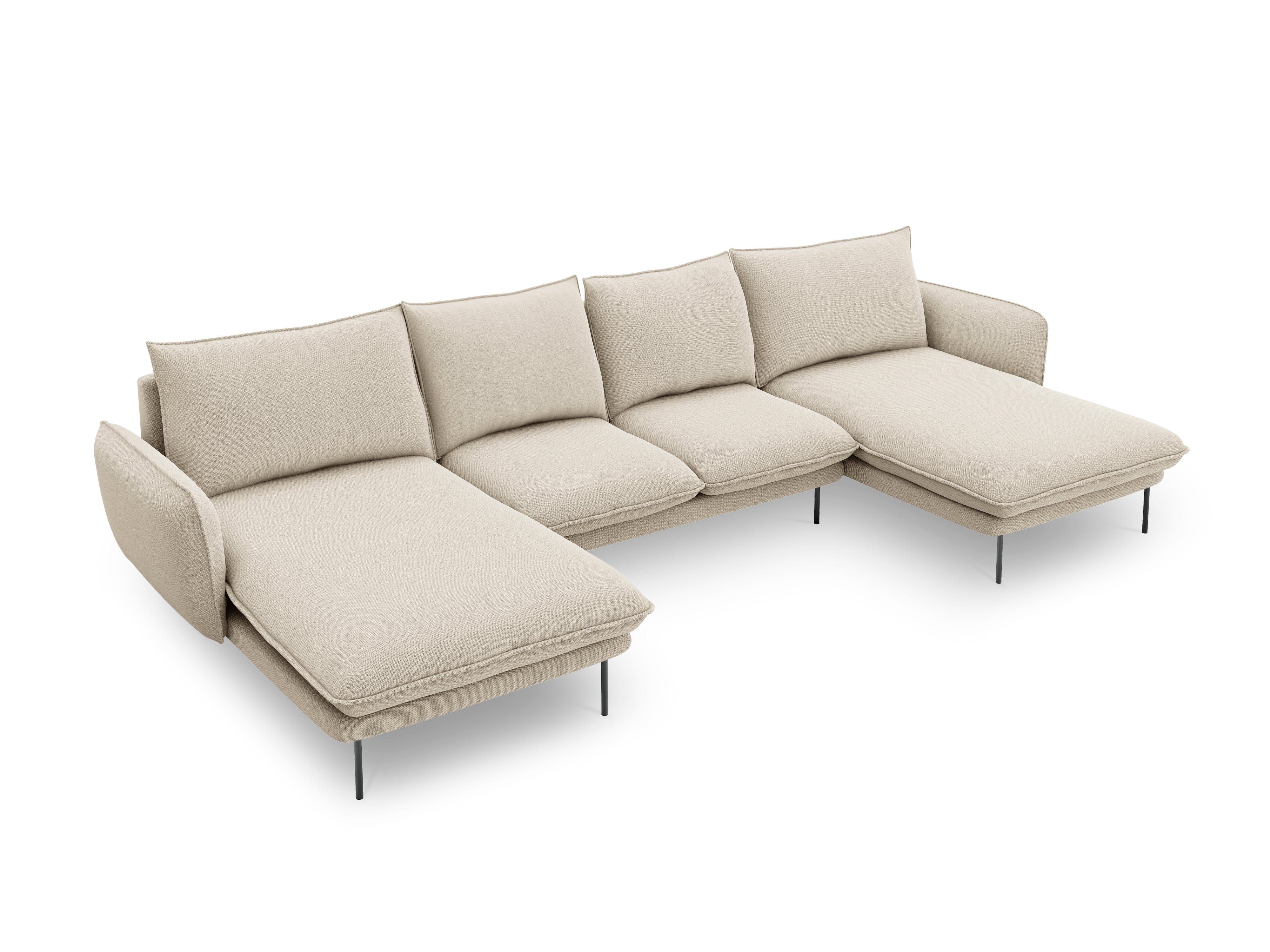 U-shaped corner sofa VIENNA beige with black base