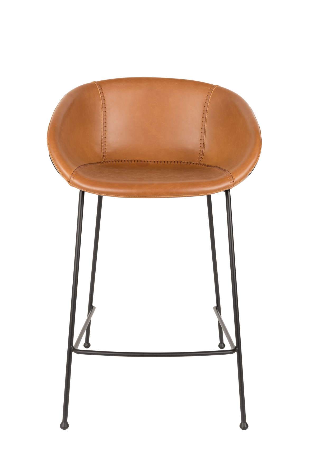 Bar stool low FESTON eco leather brown, Zuiver, Eye on Design