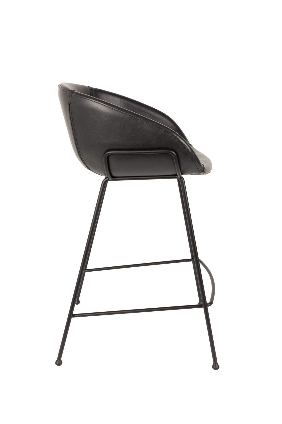 Bar stool low FESTON eco leather black