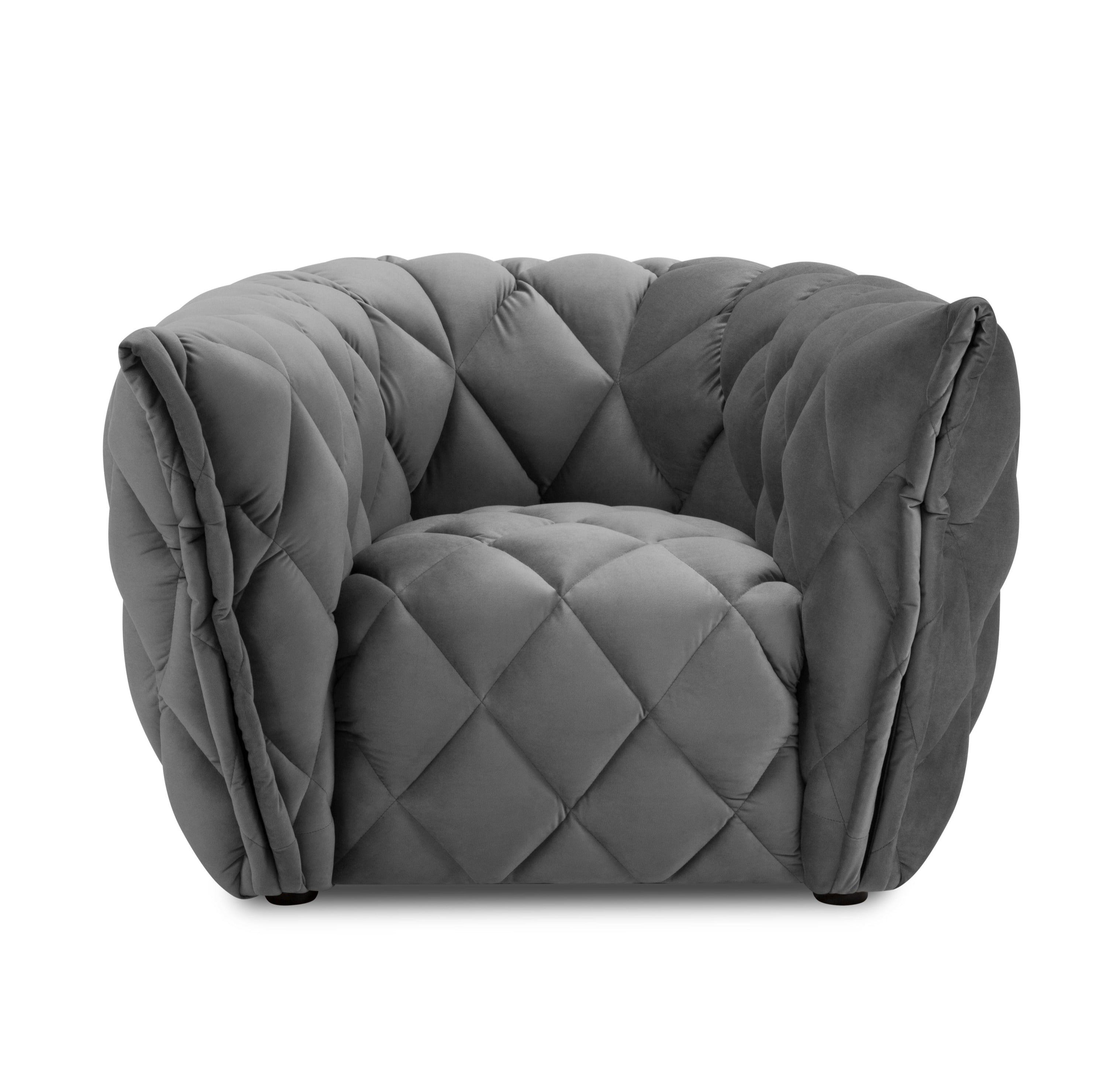 Velvet armchair FLANDRIN grey