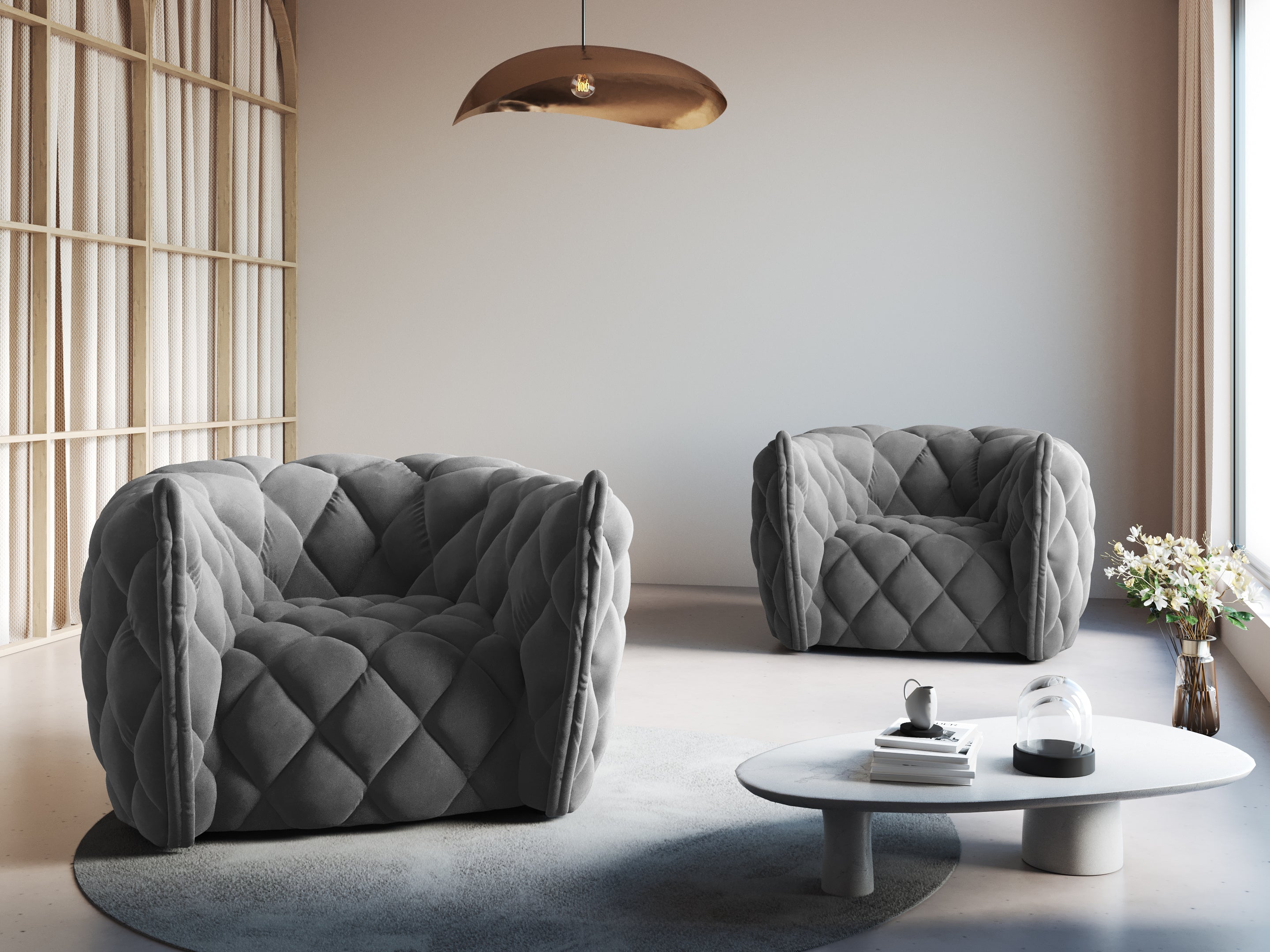Velvet armchair FLANDRIN grey - Eye on Design