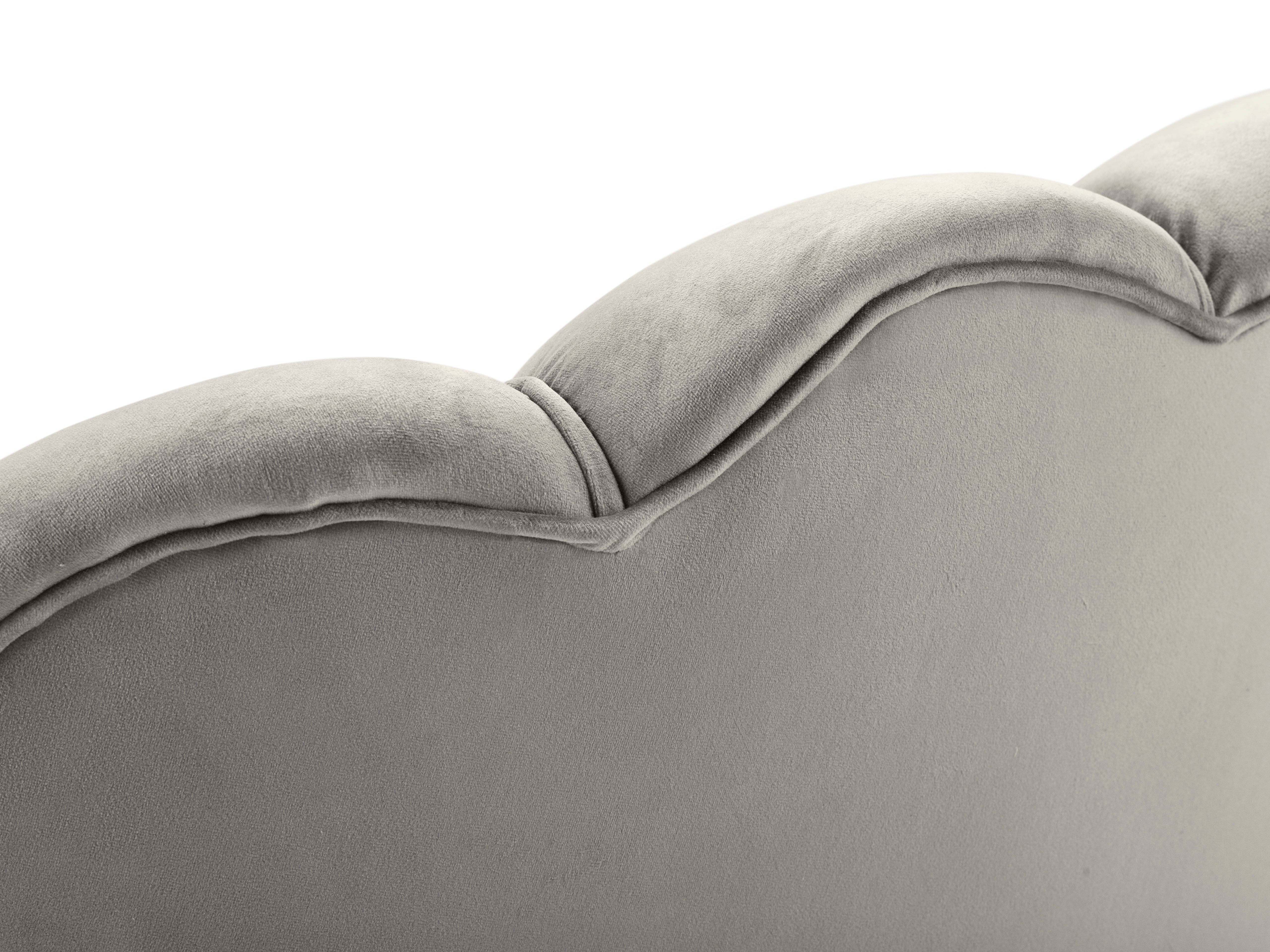 VARENNE velvet armchair in dark beige with silver base