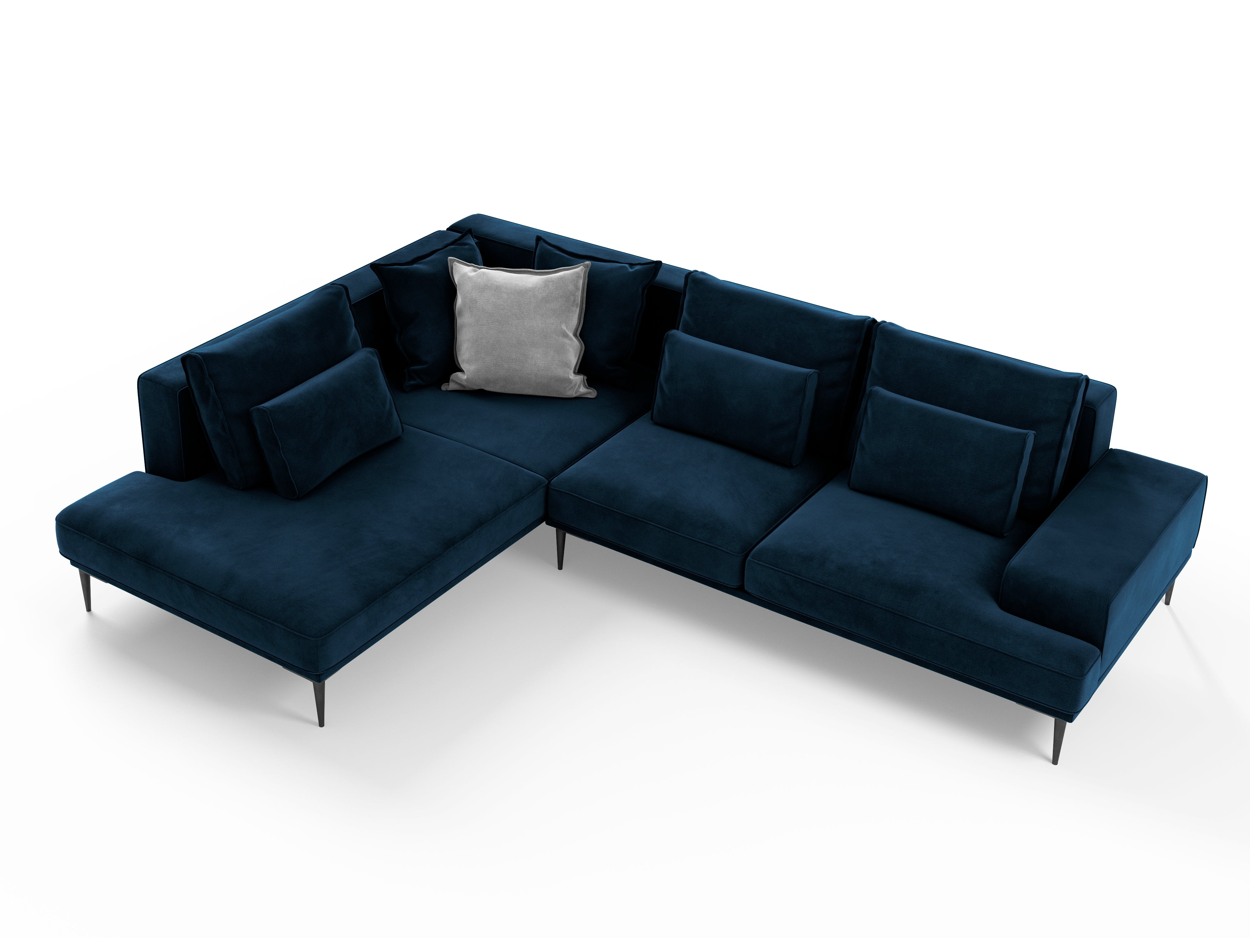 Velvet corner sofa LIEGE dark blue