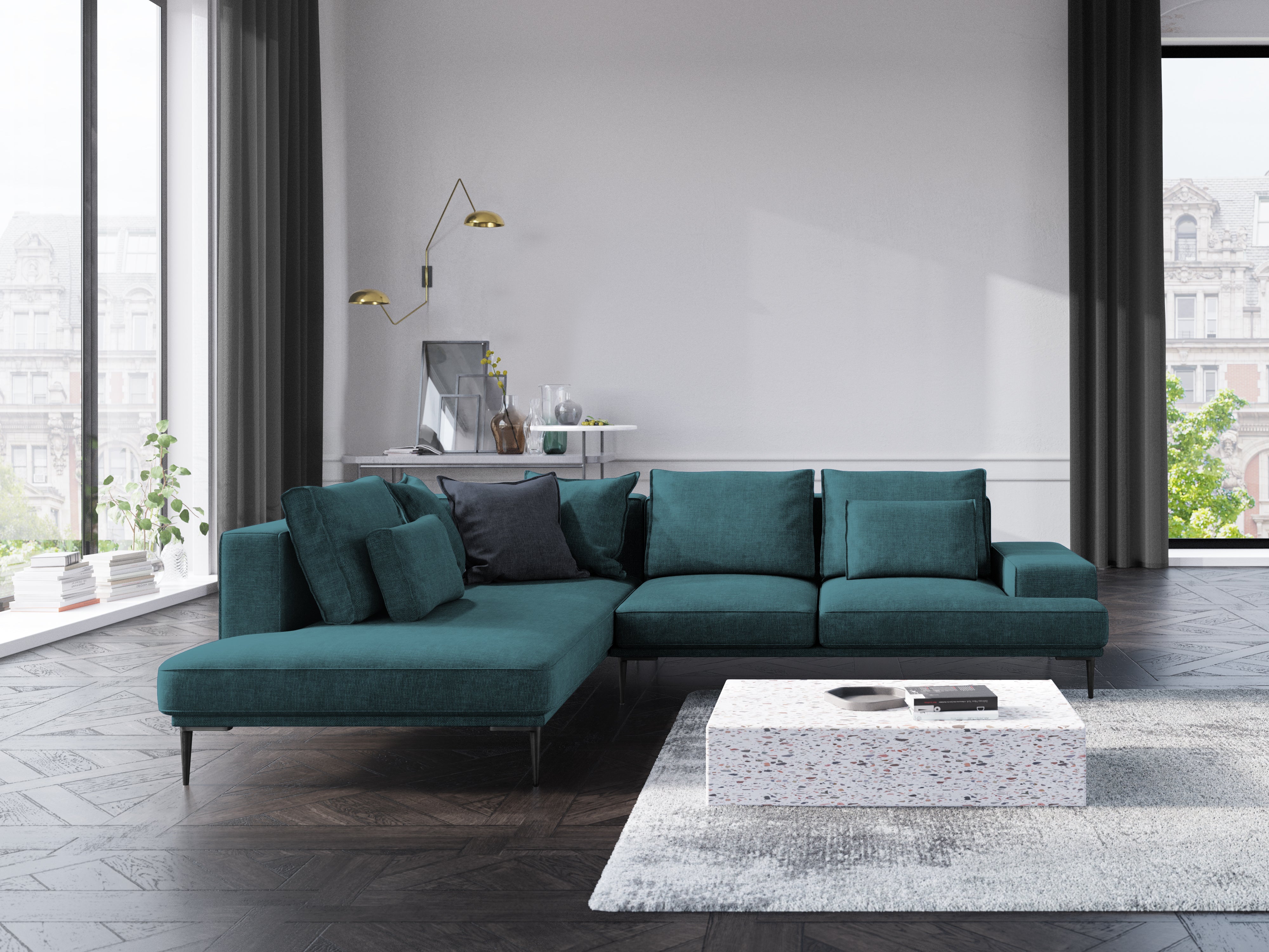 Turquoise corner sofa LIEGE