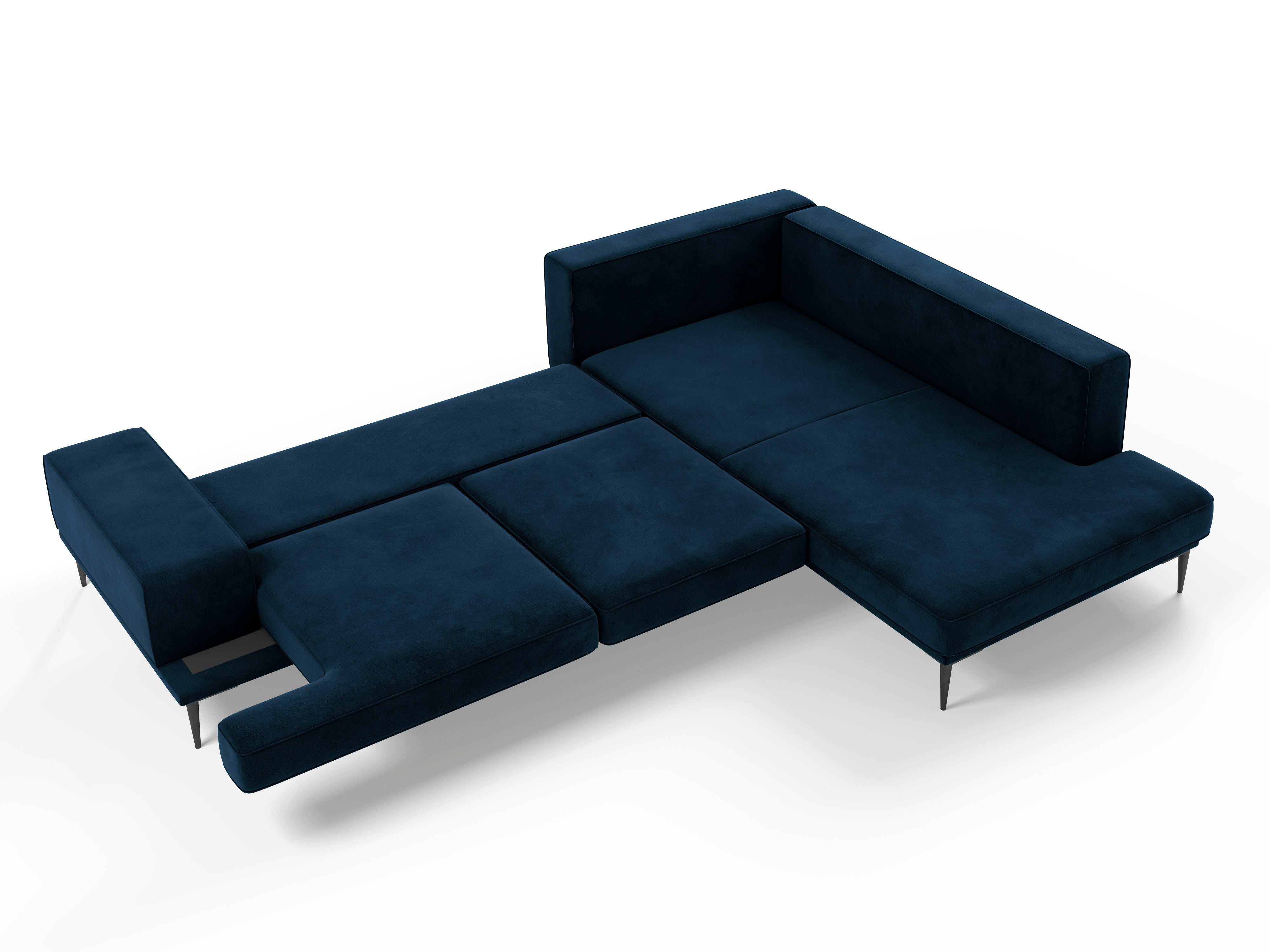 Velvet right corner sofa LIEGE dark blue