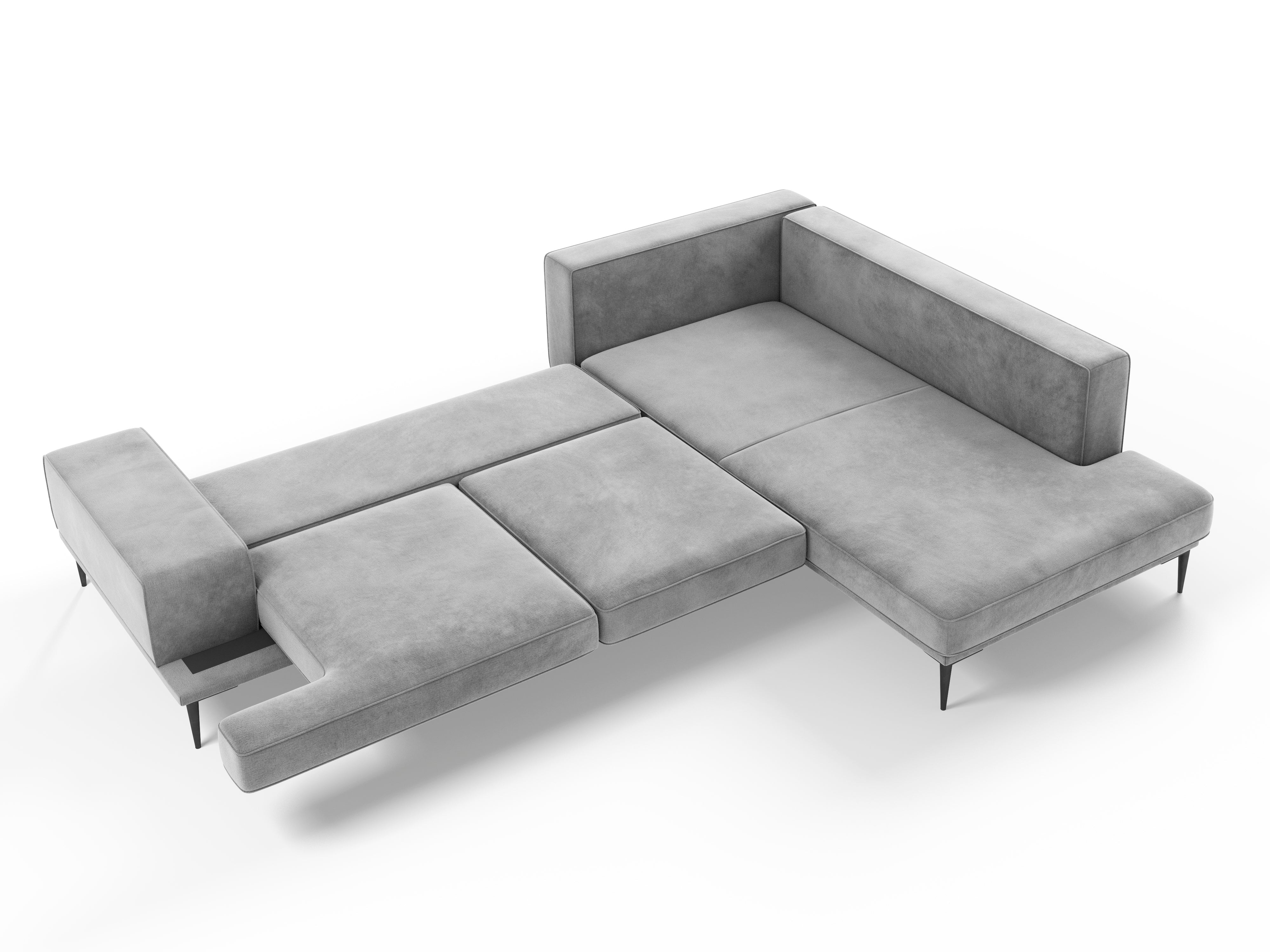 Velvet right corner sofa LIEGE light grey