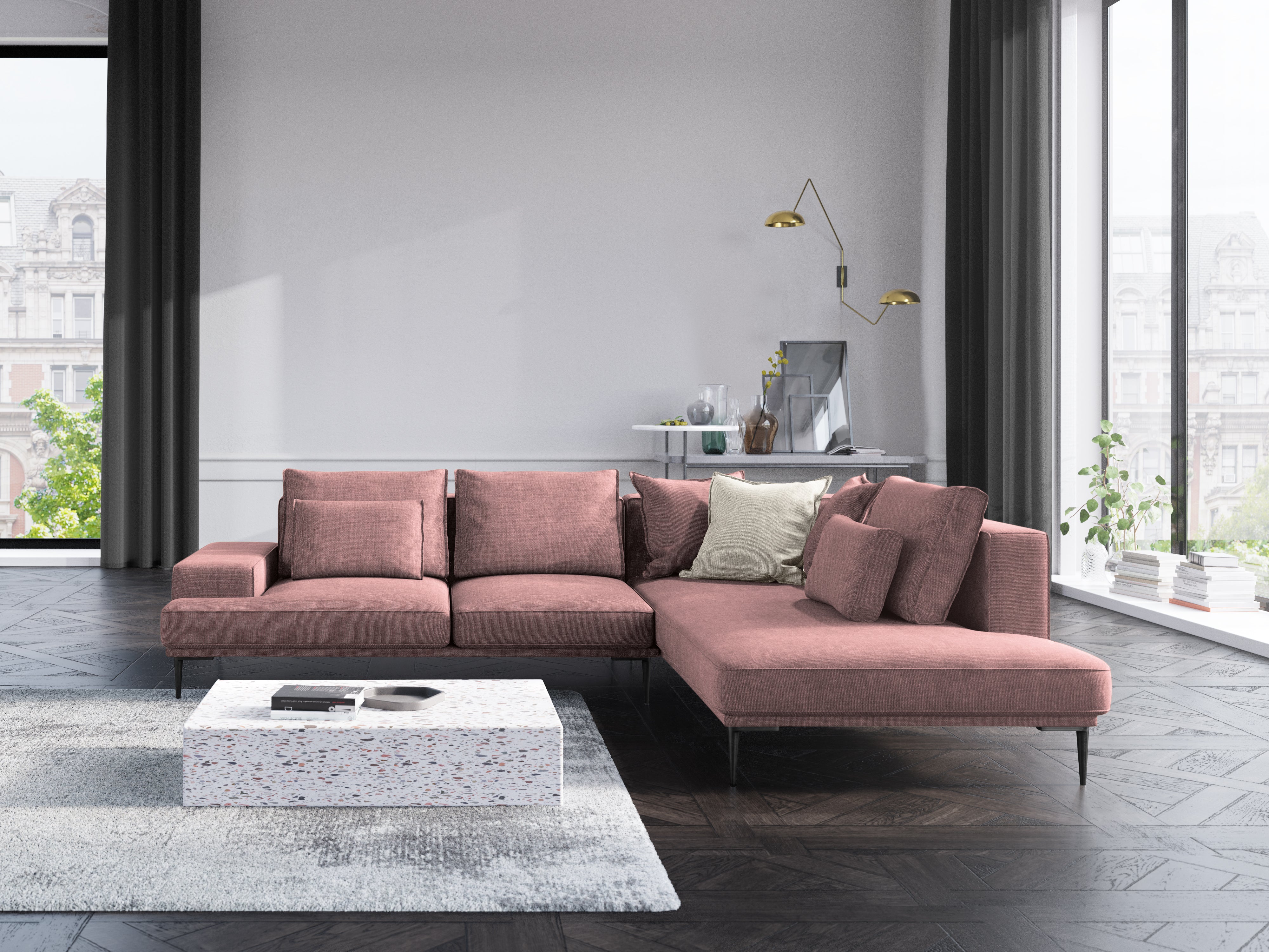 Right corner sofa LIEGE pink