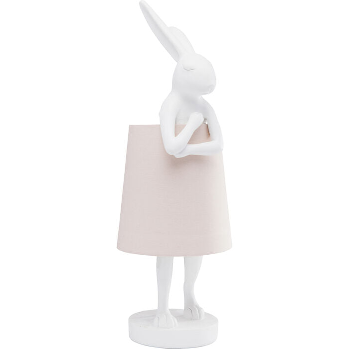 Table lamp RABBIT white with pink lamp shade
