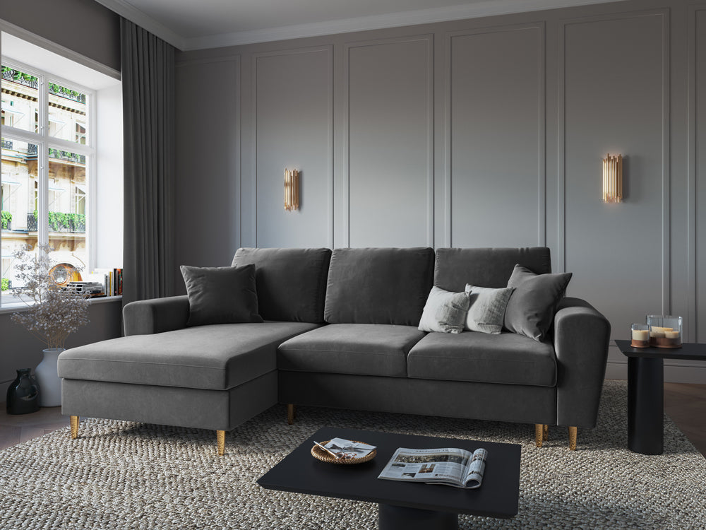 Velvet Sofa light gray glossy