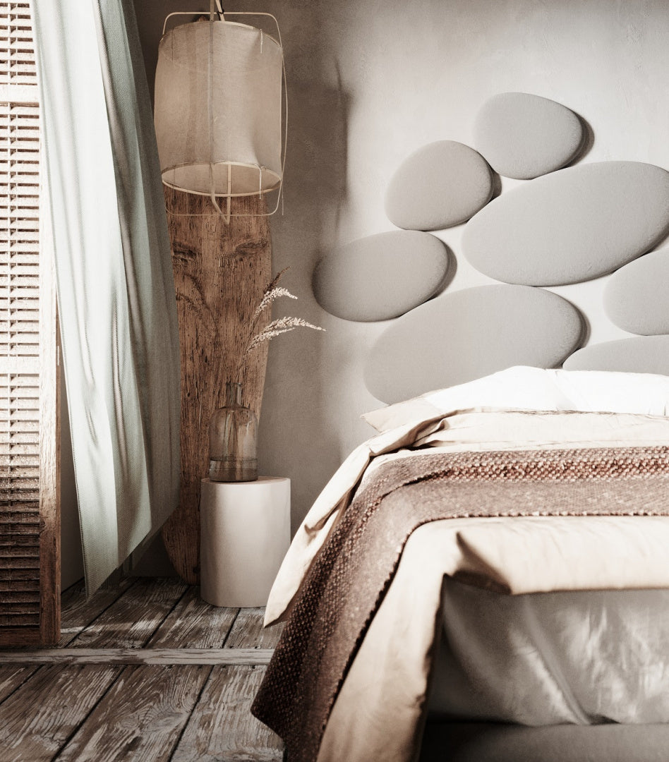 Upholstered bed STONE light grey
