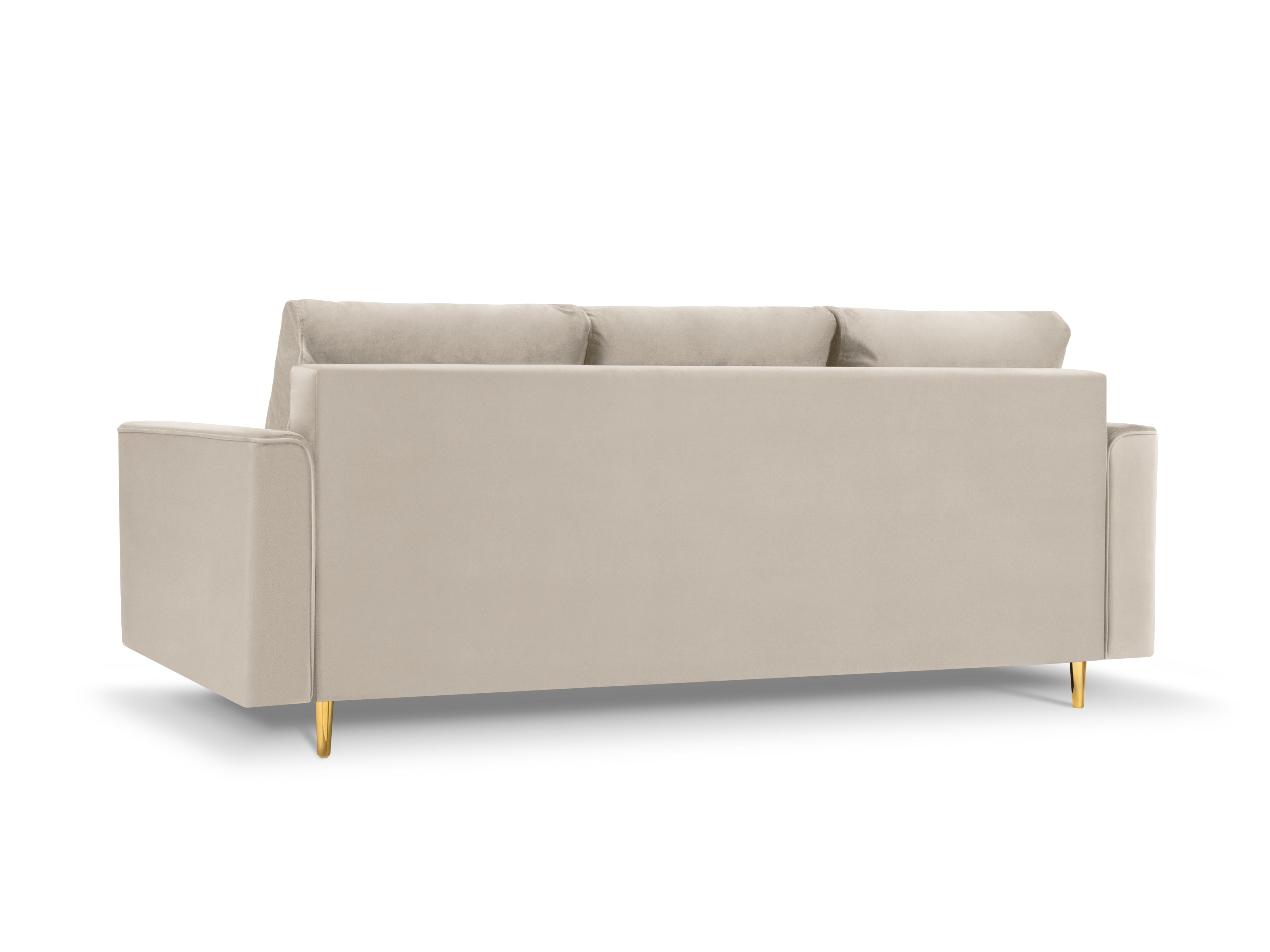 Sofa aksamitna z funkcją spania CARTADERA beżowy ze złotą podstawą, Mazzini Sofas, Eye on Design