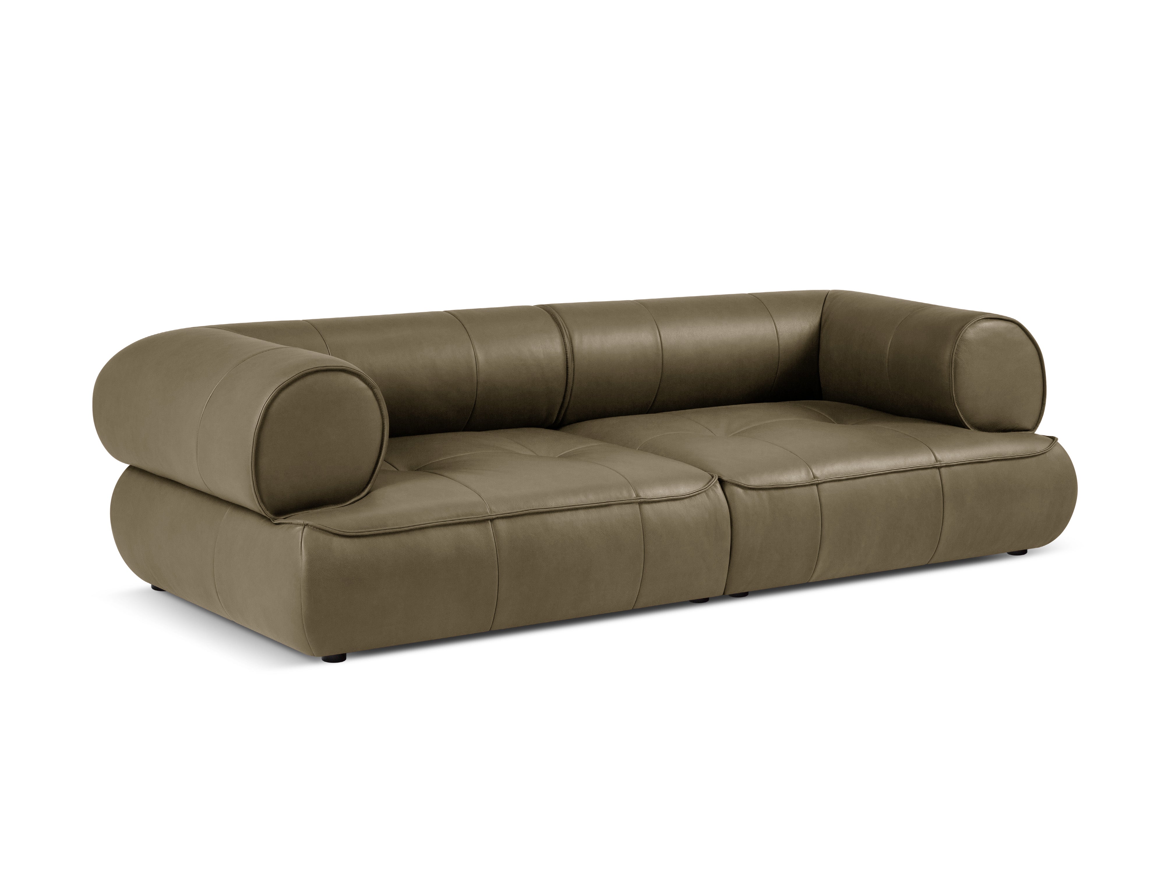 Sofa skórzana 3-osobowa LILY oliwkowy, Maison Heritage, Eye on Design