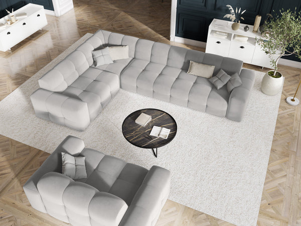 Sofa aksamitna 2-osobowa KENDAL jasnoszary, Micadoni, Eye on Design