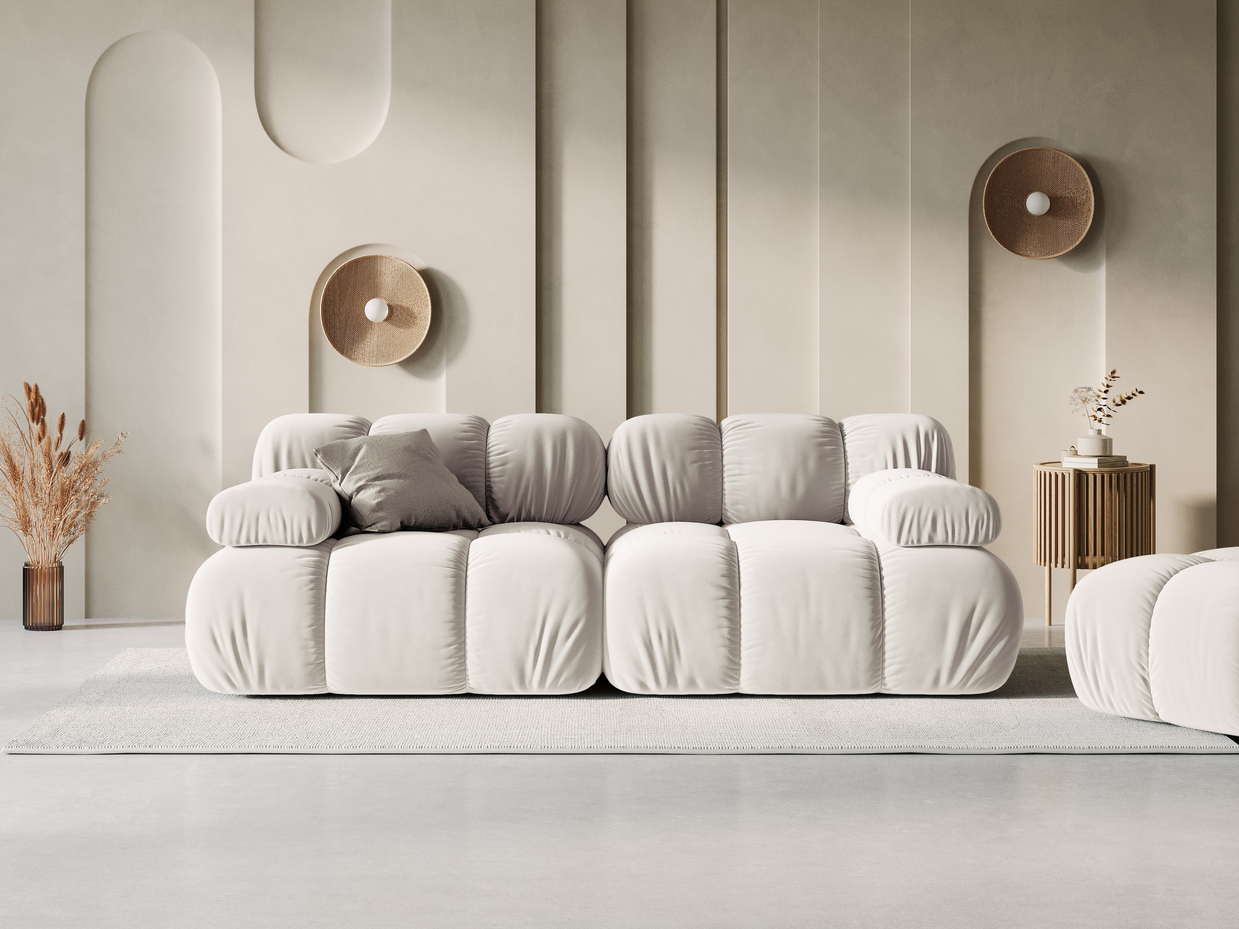 Velvet 2-seater sofa BELLIS light beige