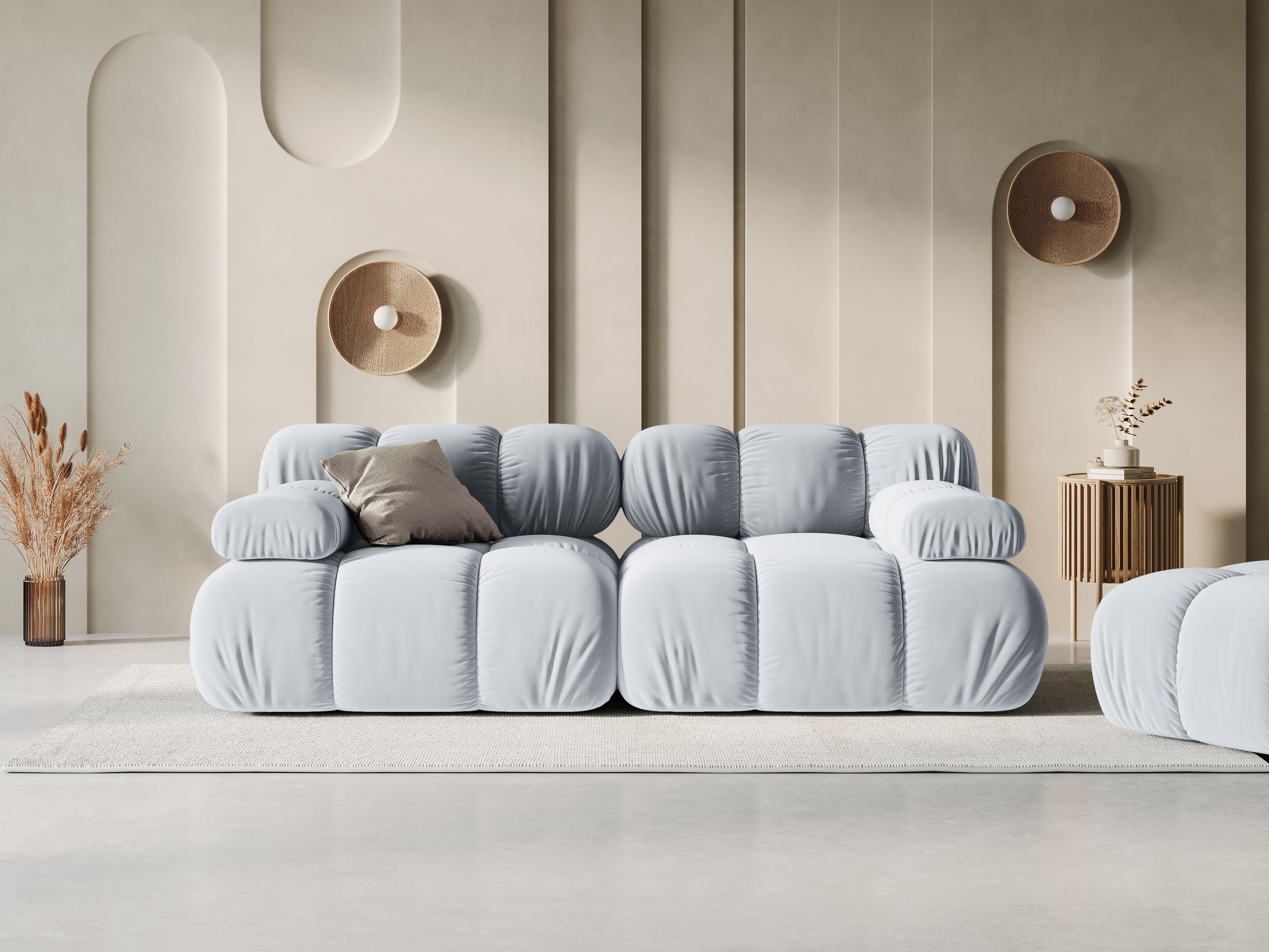 Velvet 2-seater sofa BELLIS light blue