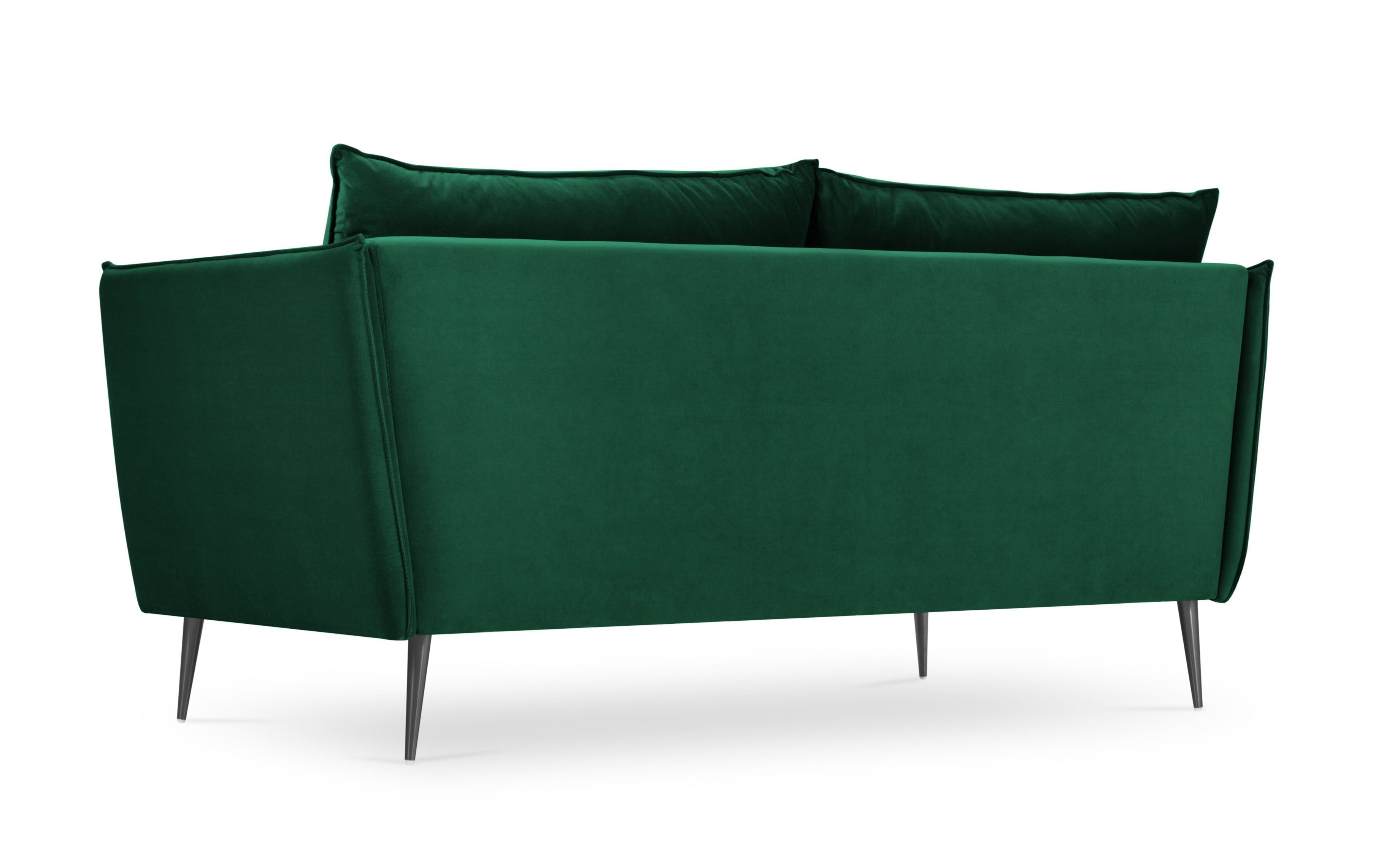 green sofa with black finish