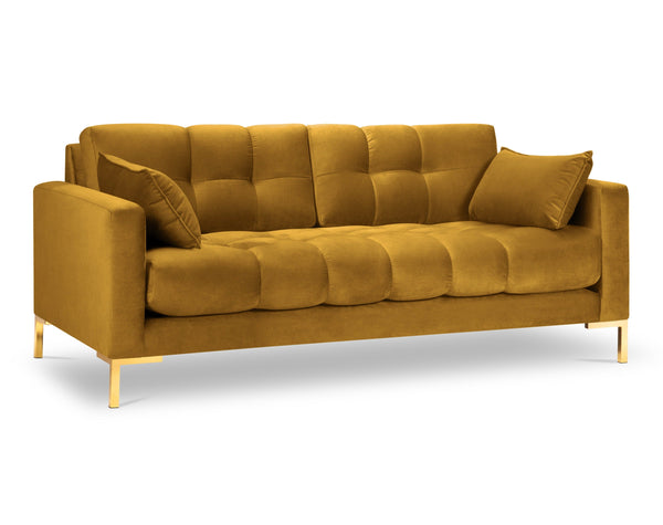 2-person velvet sofa yellow
