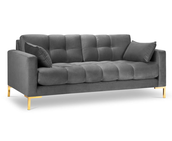 2-person sofa velvet light gray