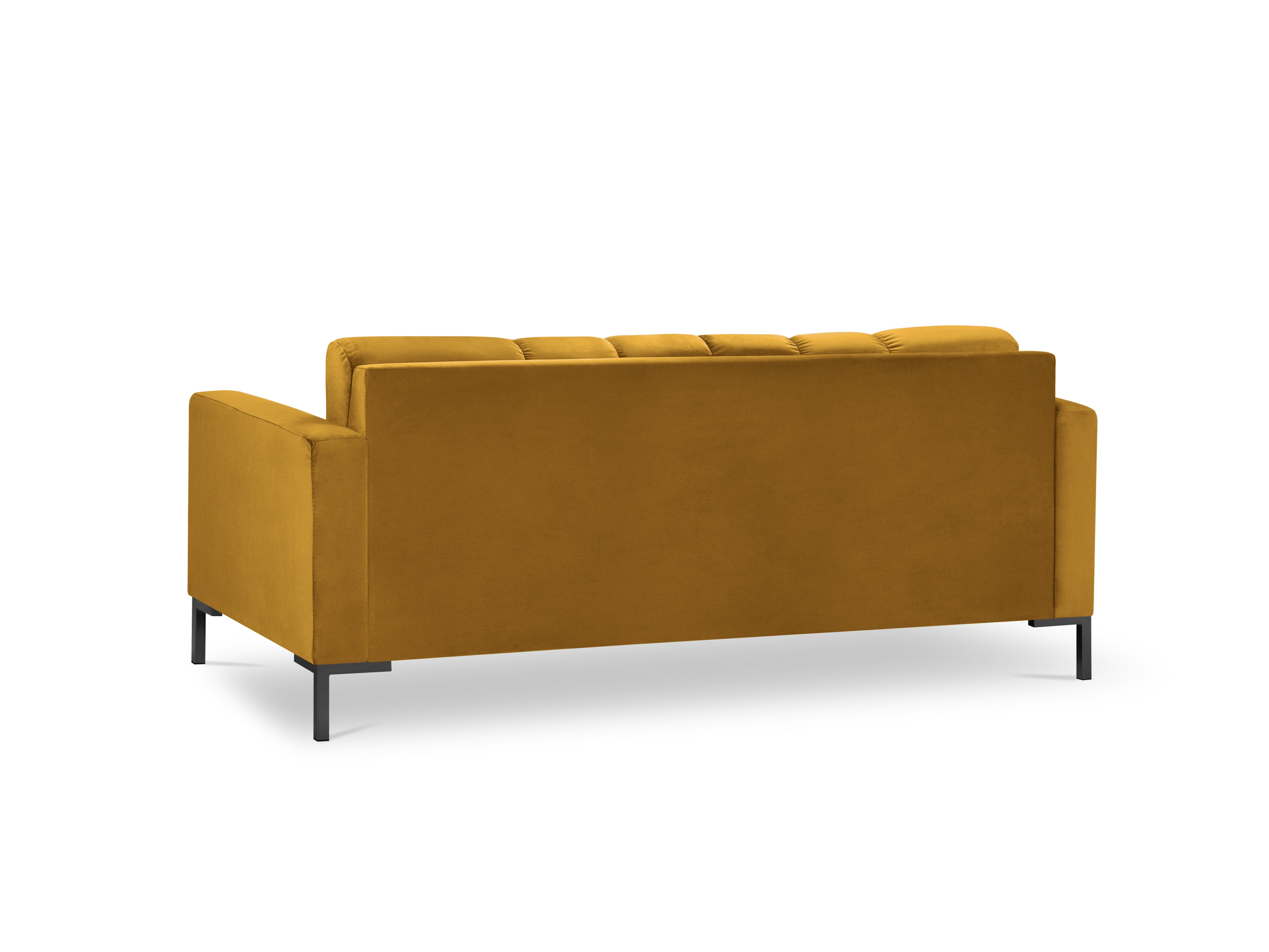 Sofa with armrests velvety yellow