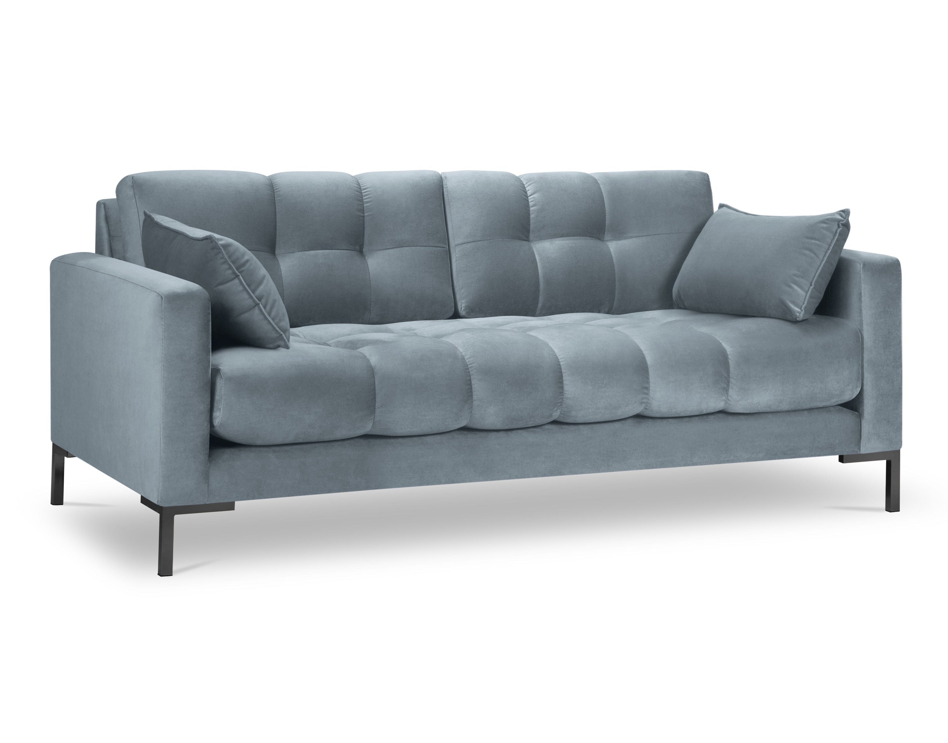 2-person velvet sofa light blue