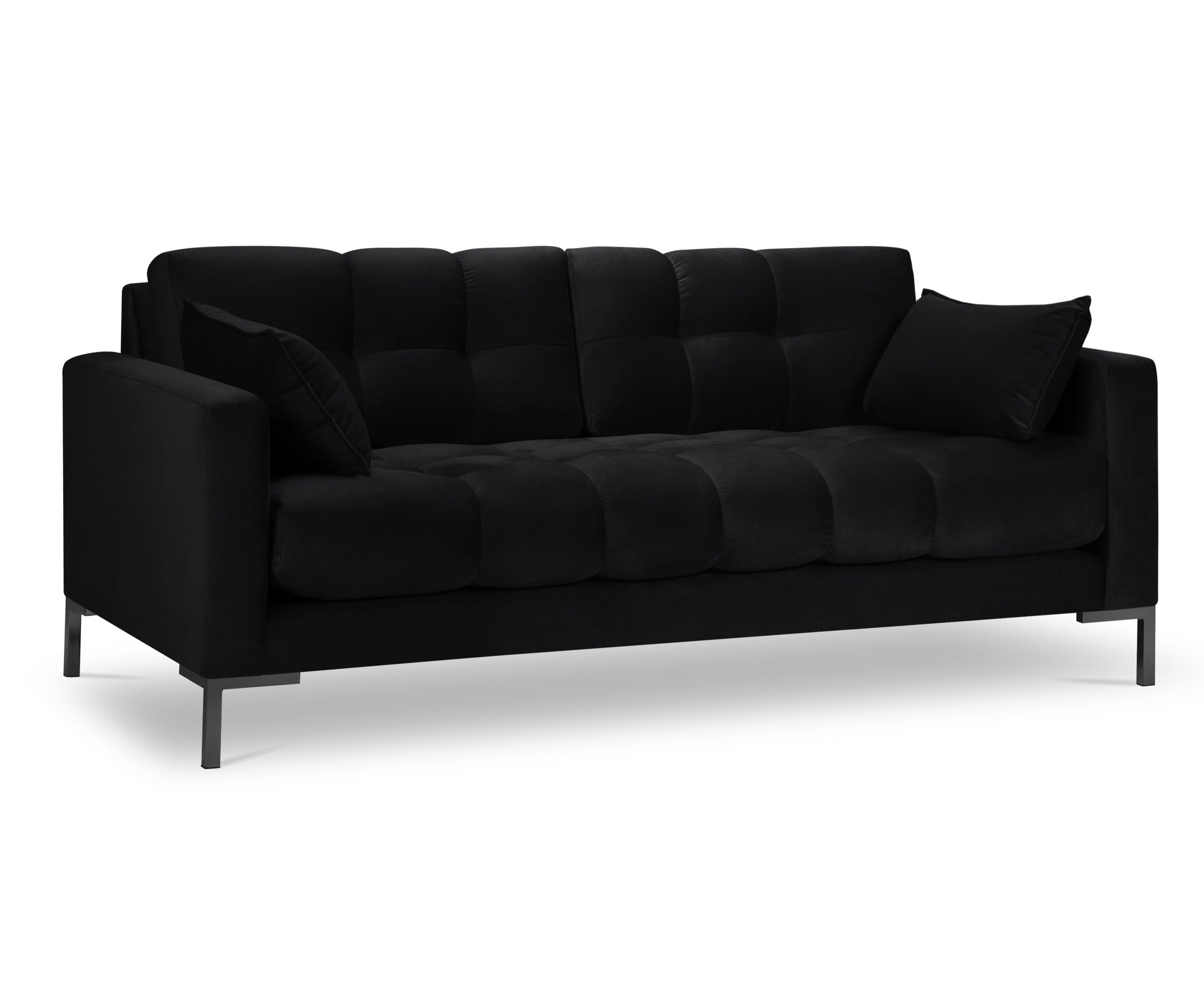 Black 2-person velvet sofa