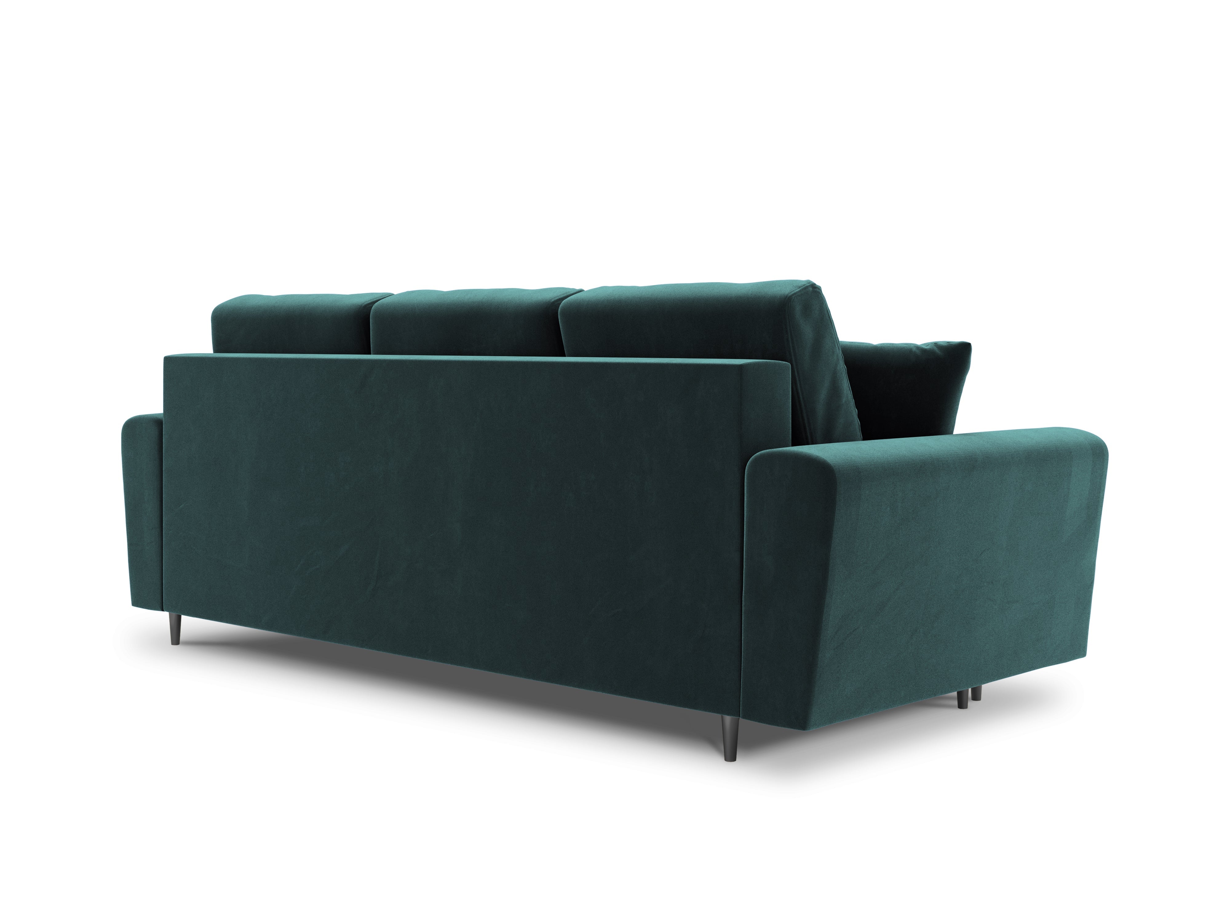 Velvet sofa with armrests
