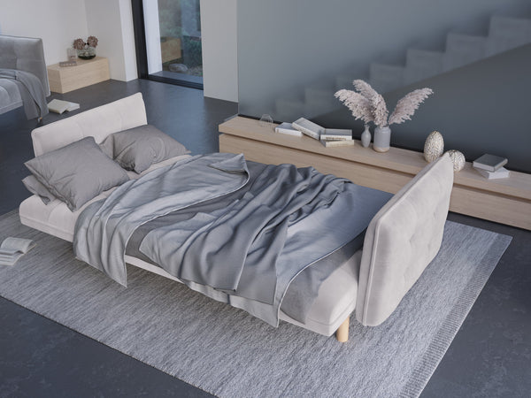 light gray sofa with sleeping function