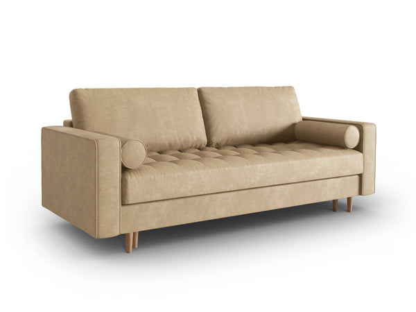3-seater sofa with sleeping function GOBI eco leather sand-coloured