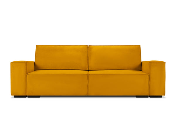 Corduroy sofa with sleeping function EVELINE yellow