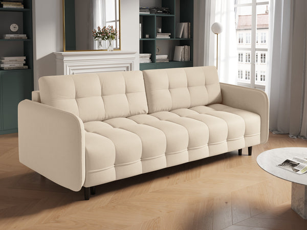Sofa with sleeping function SCALETA light beige with black base