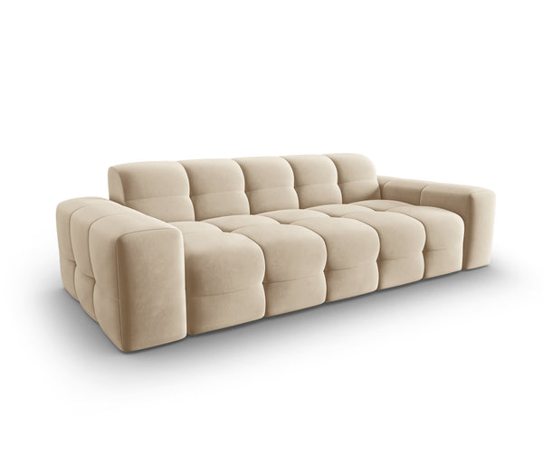 Sofa aksamitna 3-osobowa KENDAL beżowy, Micadoni, Eye on Design