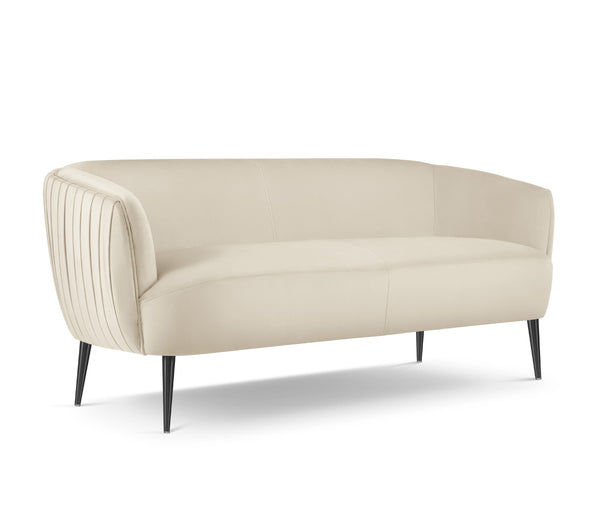 Sofa aksamitna MOSS jasnobeżowy z czarną podstawą, Micadoni, Eye on Design