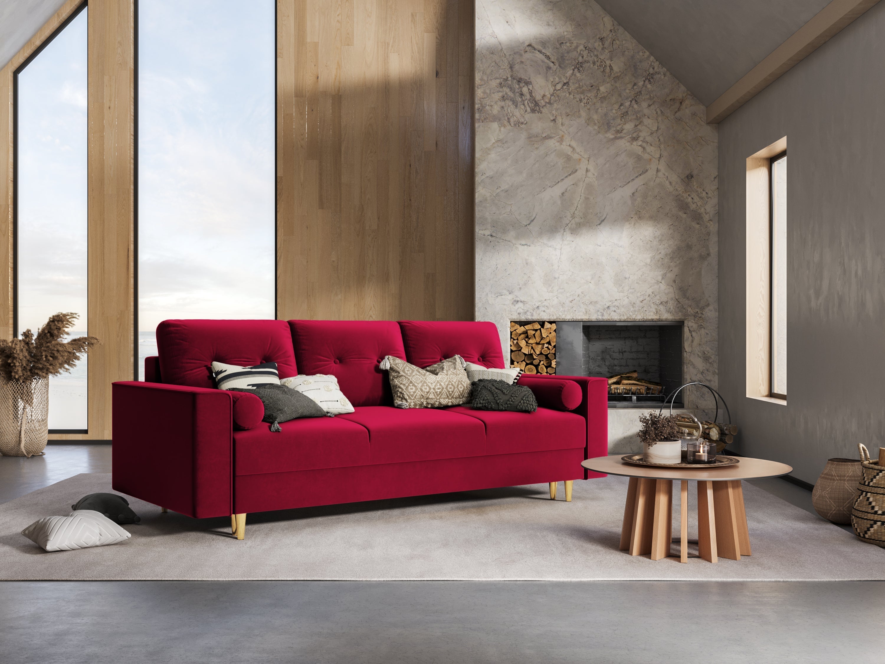 Red sofa for Scandinavian interiors