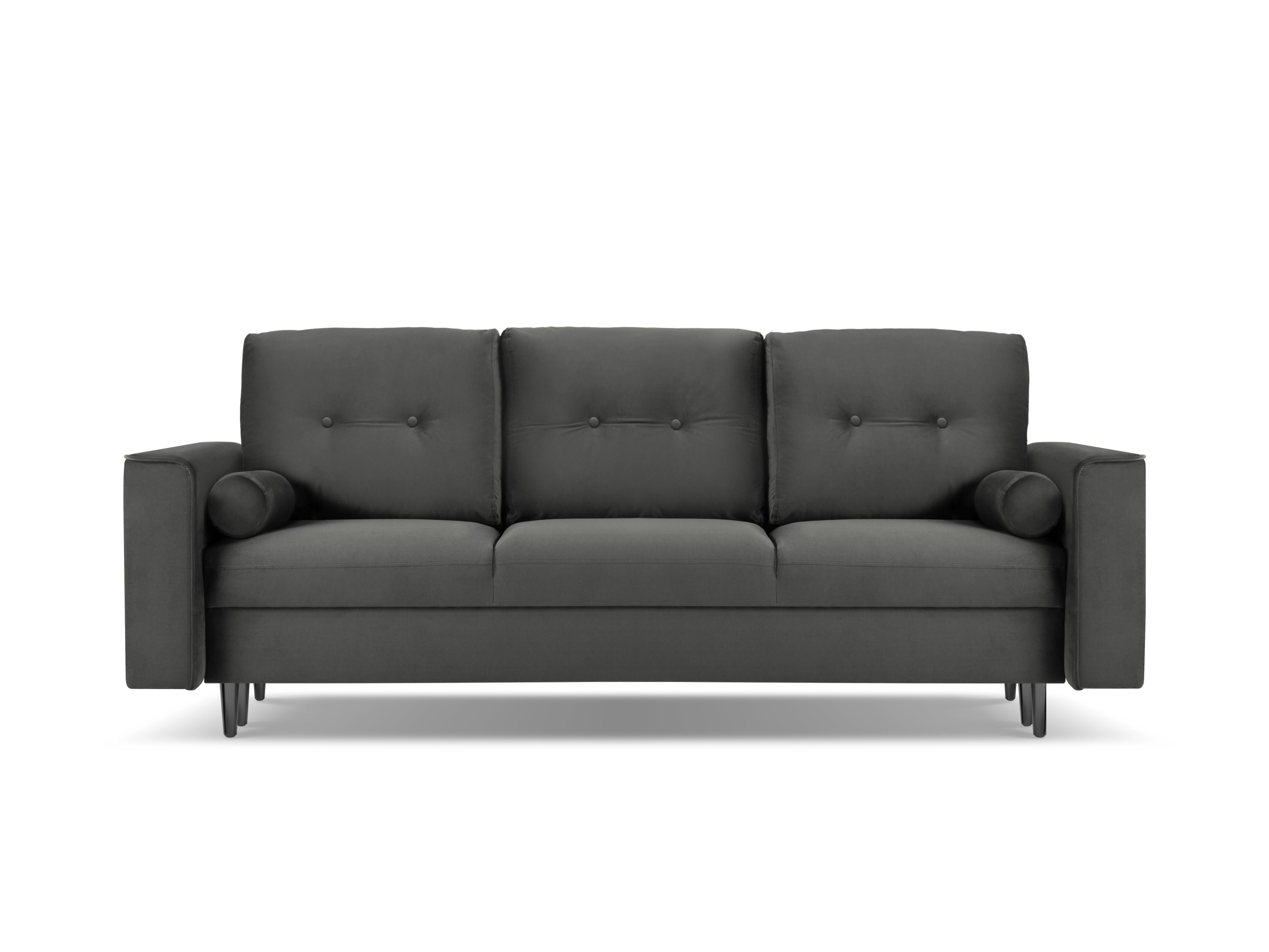 gray sofa with a black base