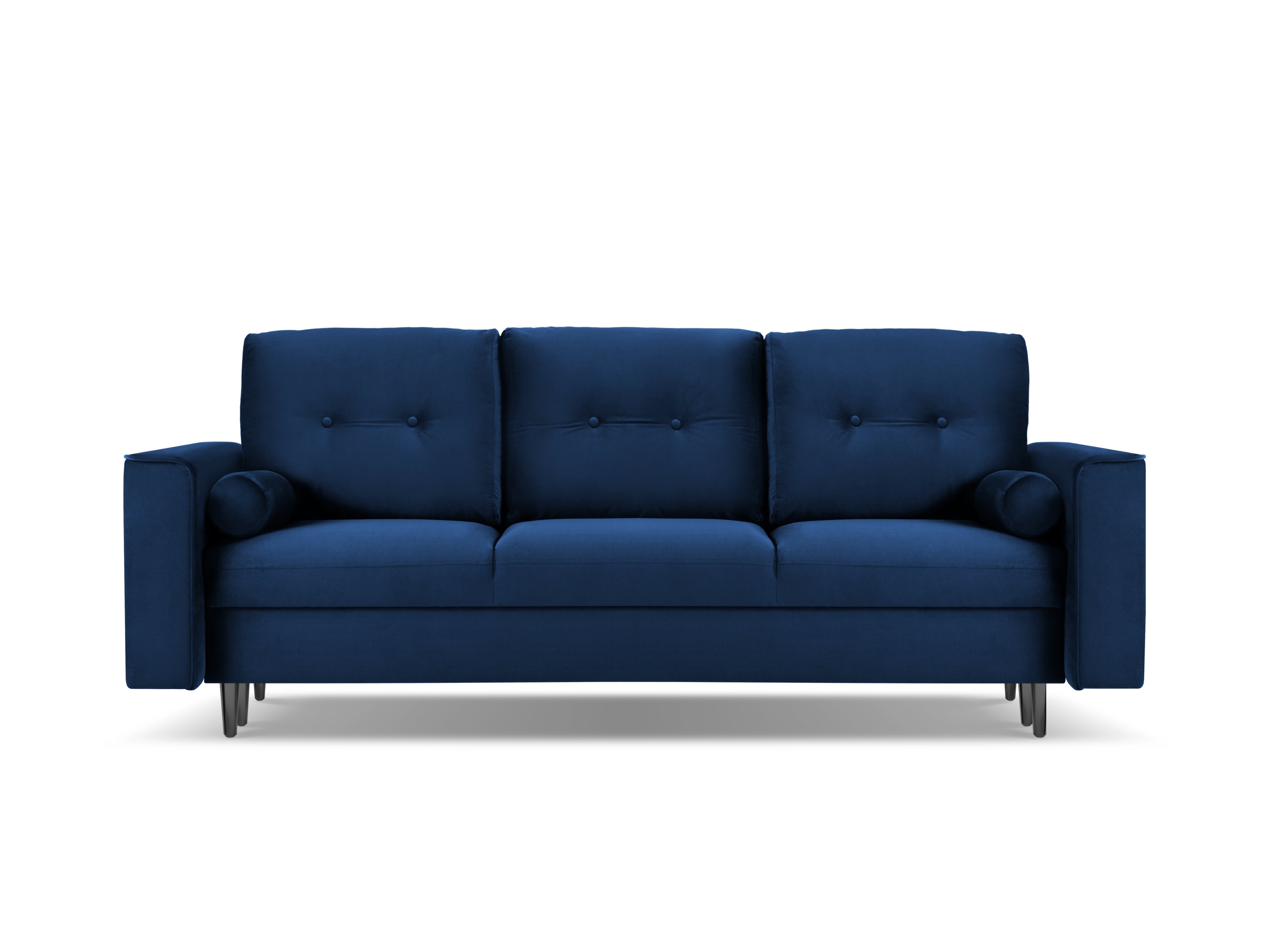 Blue sofa with a black base