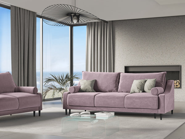 Velvet sofa with sleeping function RUTILE lavender