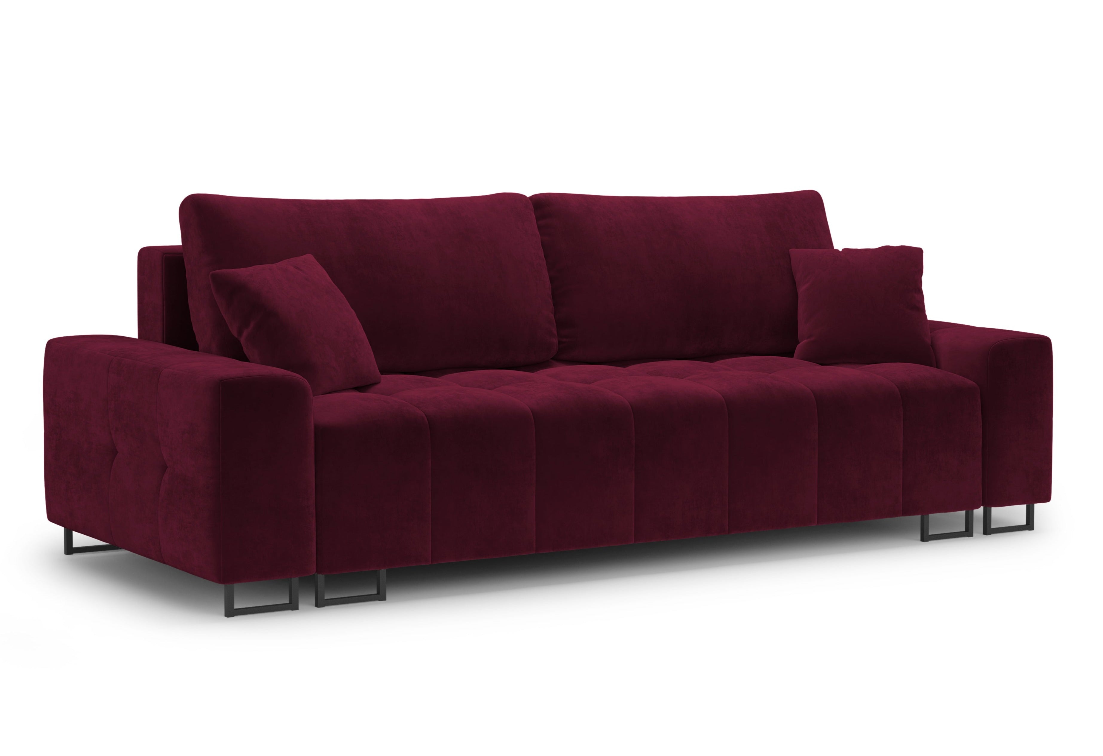 Velvet sofa with sleeping function BYRON burgundy