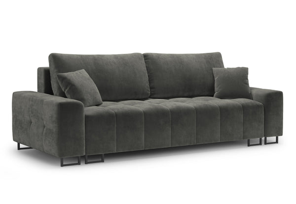 Gray velvet sofa