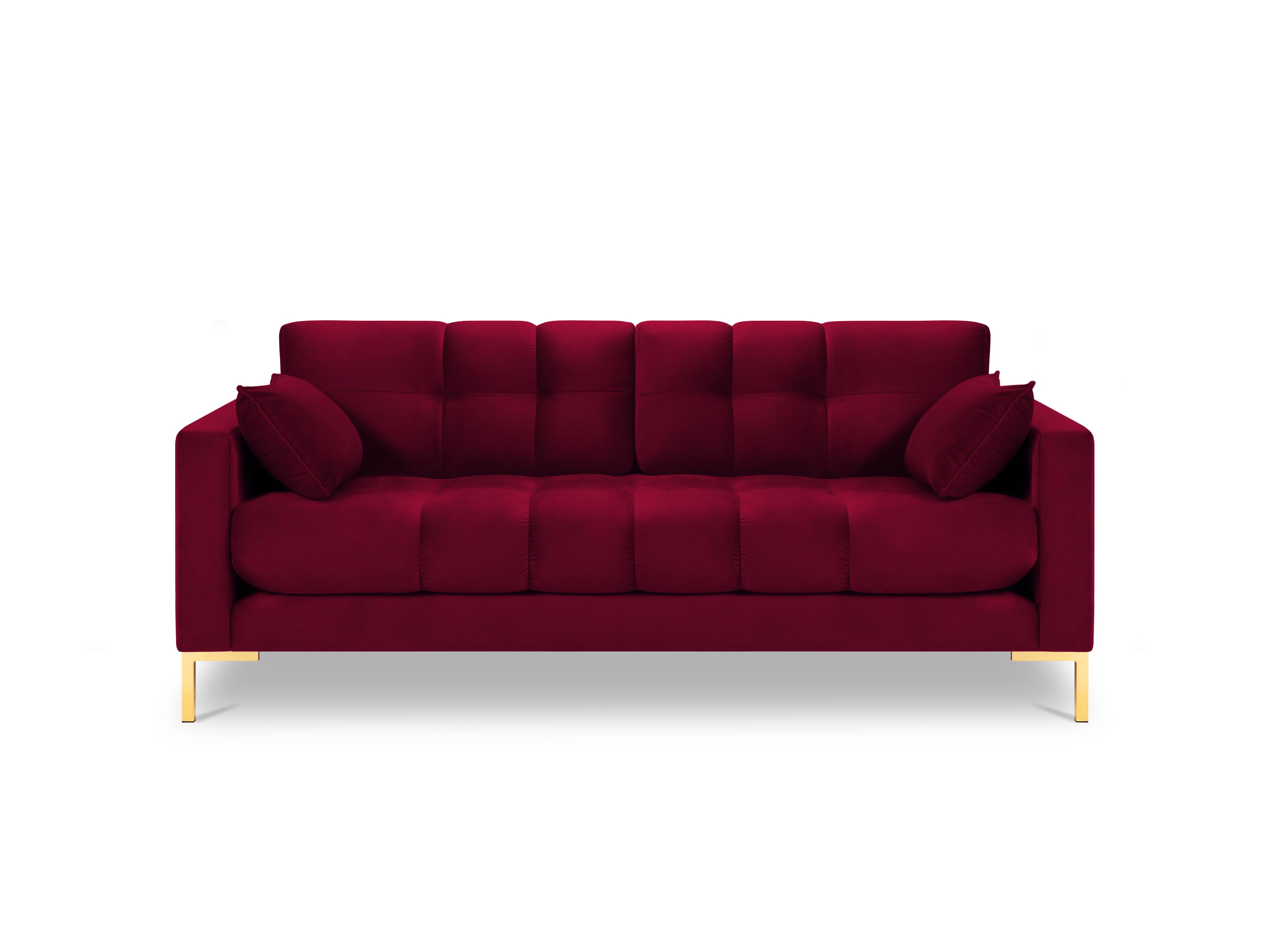 Quilted red velvet sofa