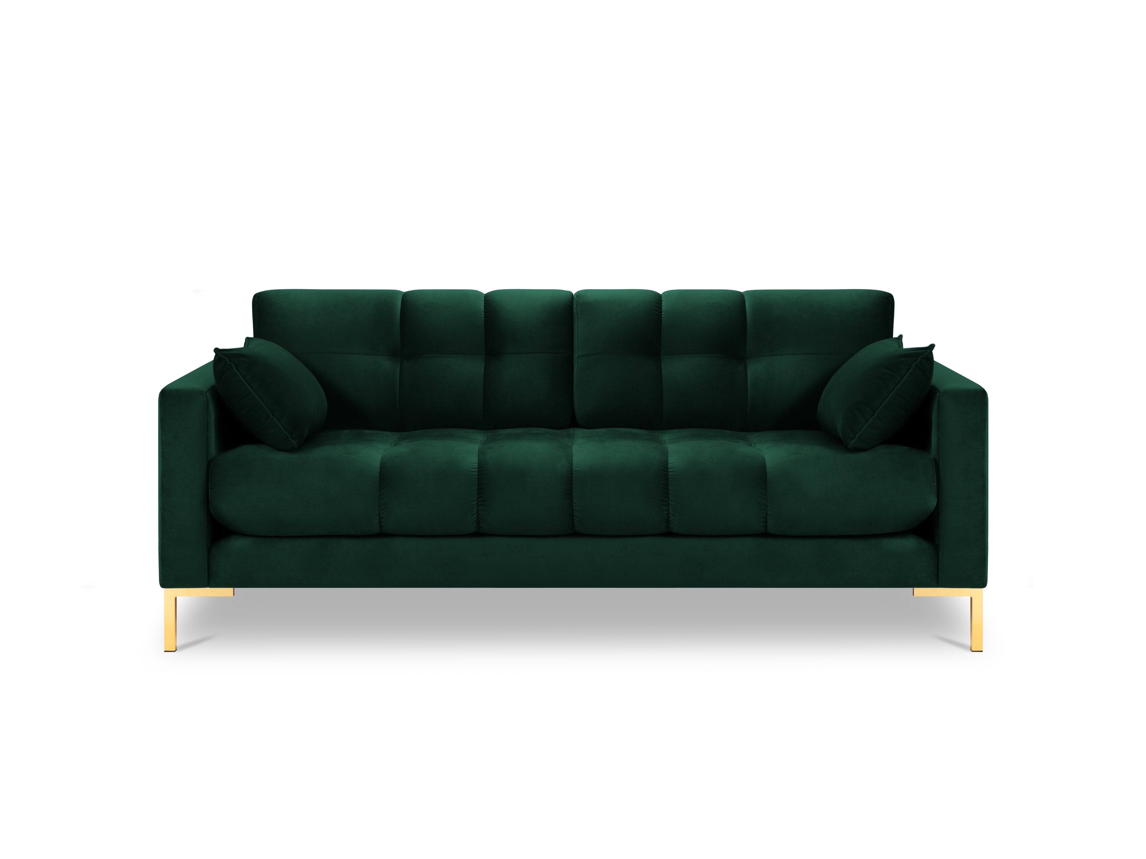 Green quilted velvet sofa