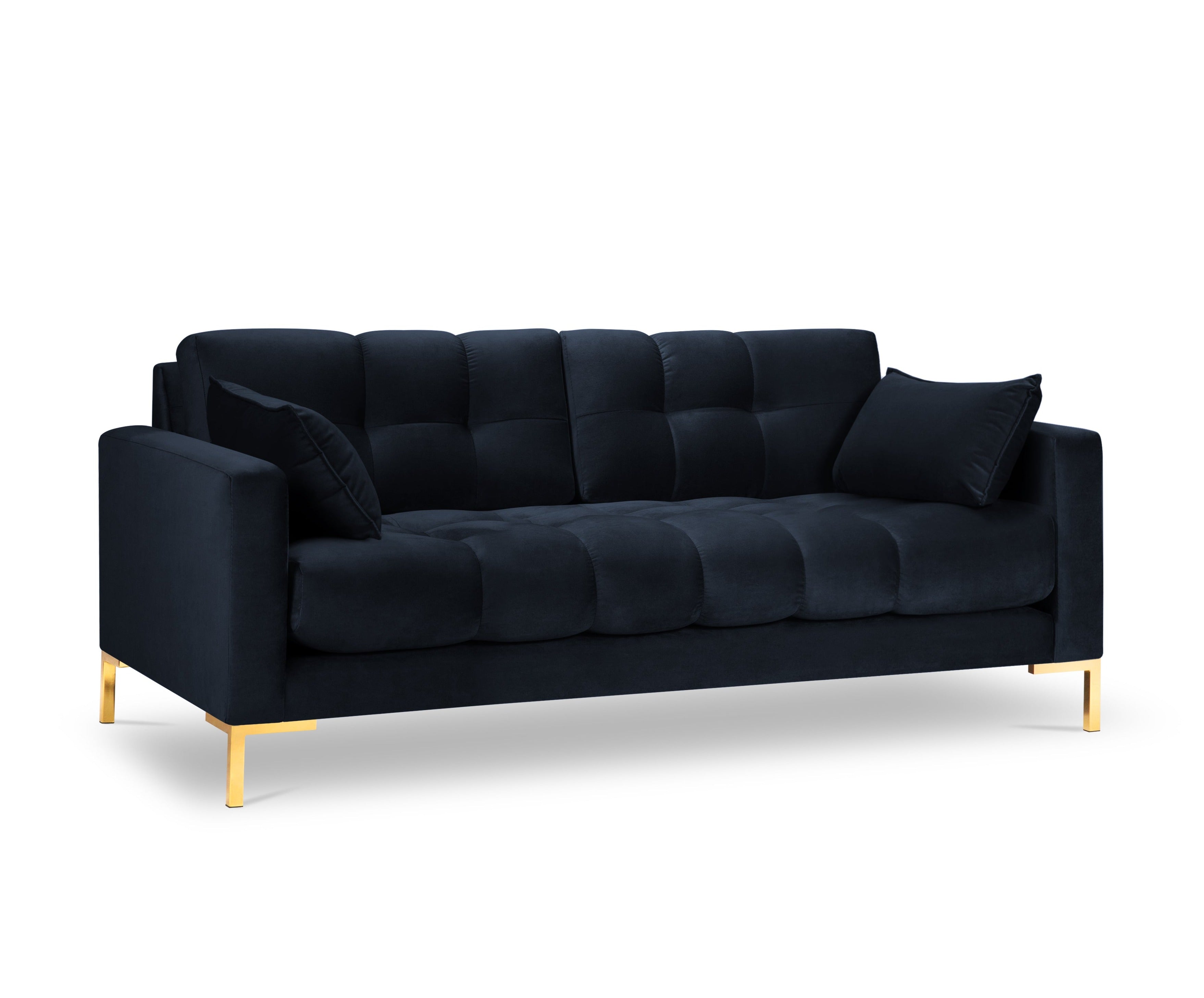 Dark blue sofa with a golden base