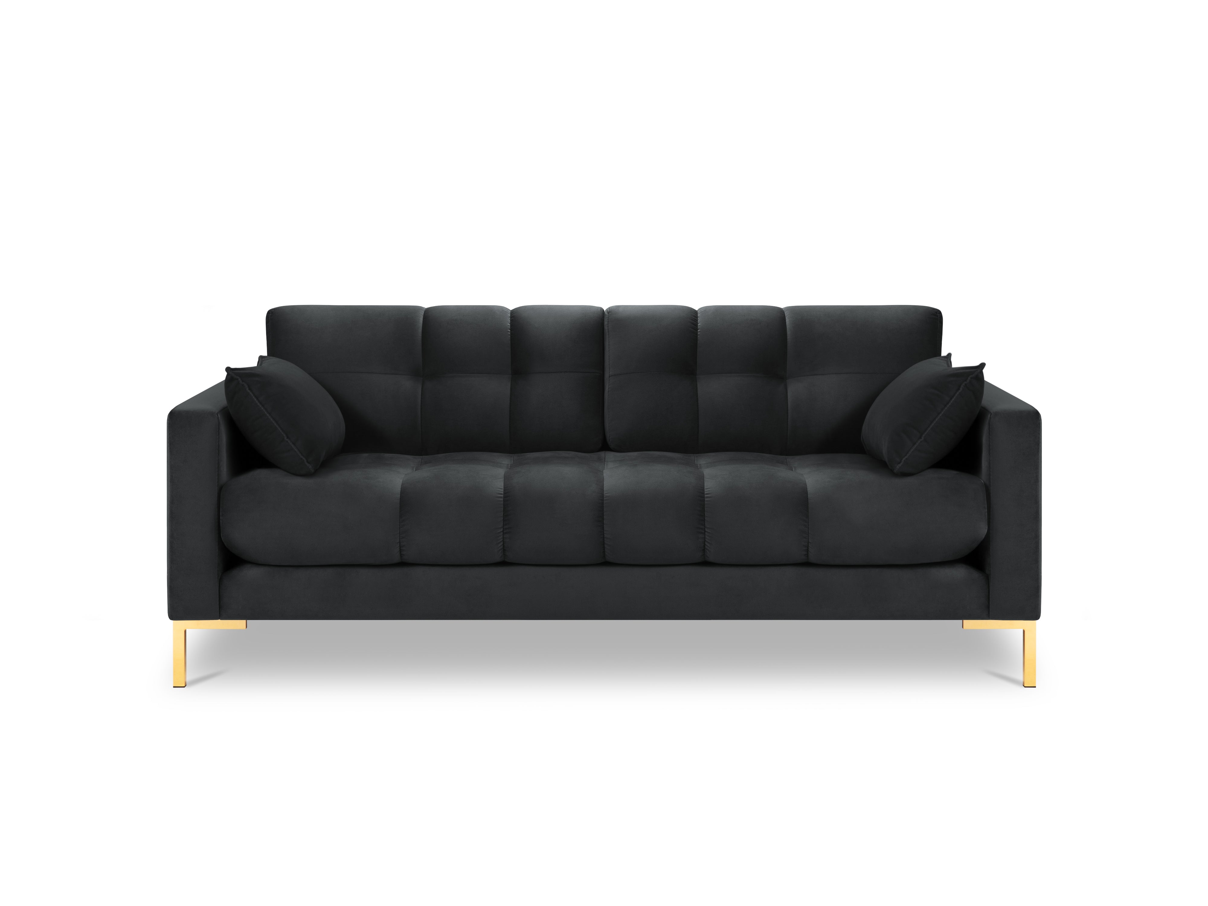 Dark gray quilted sofa velvet
