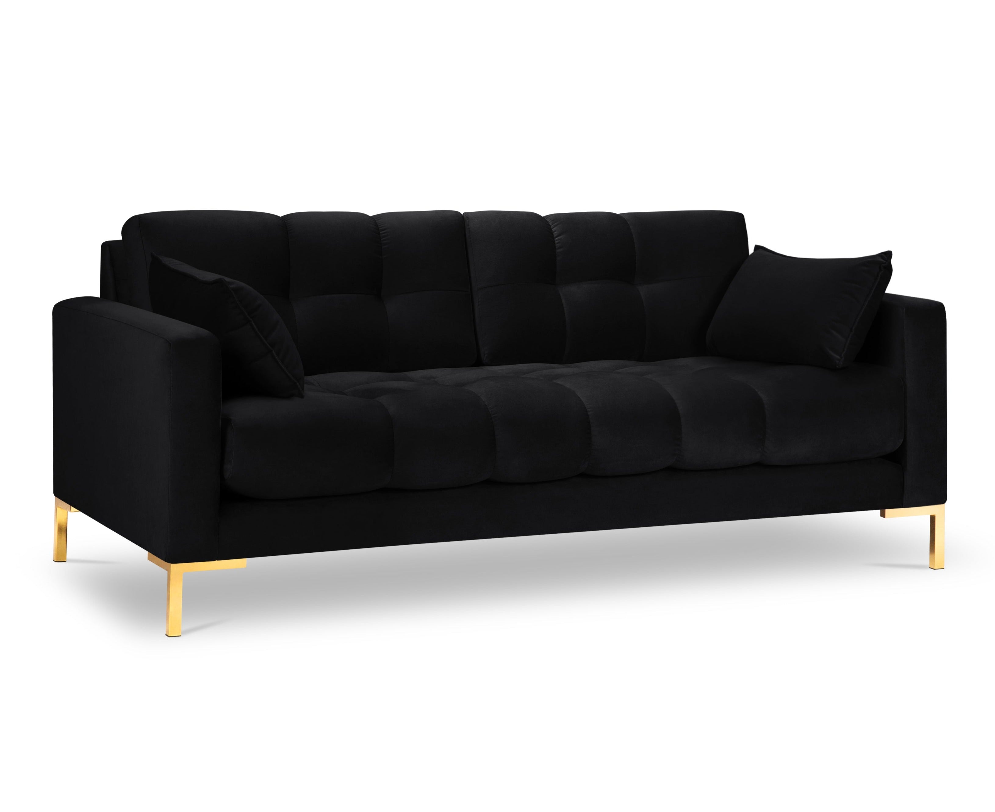 Black 3-seater velvet sofa