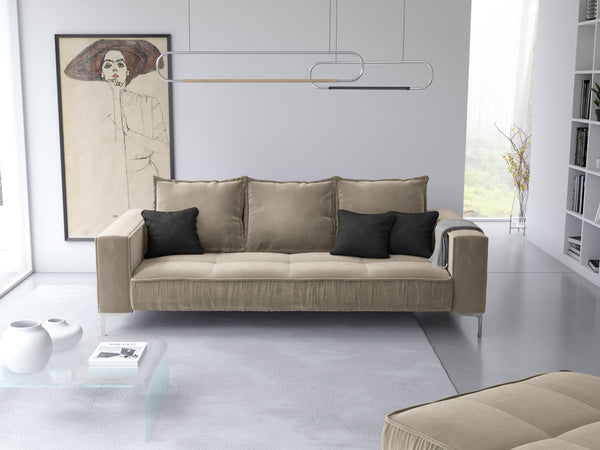 3-seater velvet sofa JARDANITE beige