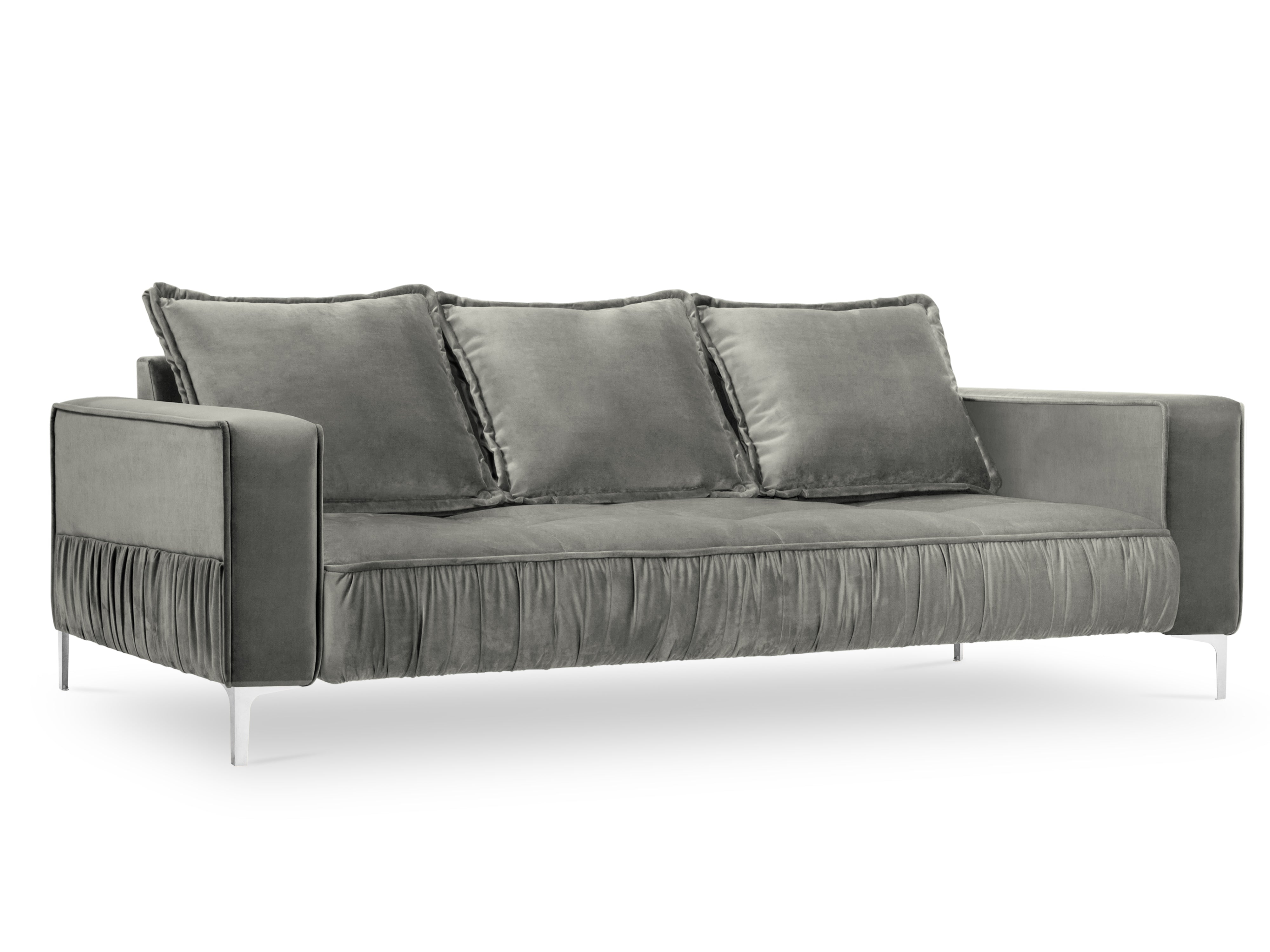 3-seater velvet sofa JARDANITE light grey