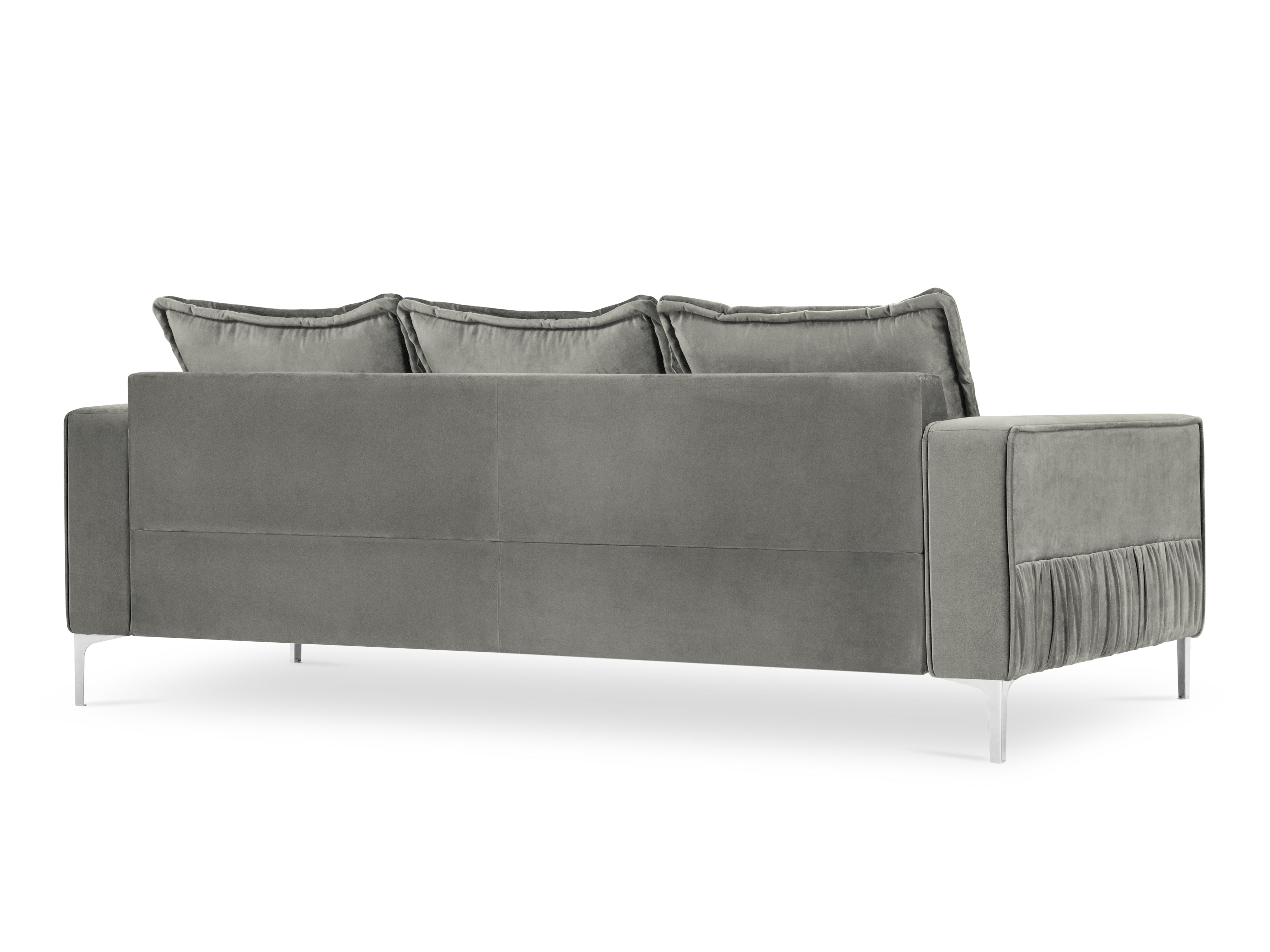 3-seater velvet sofa JARDANITE light grey