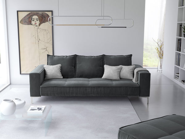 3-seater velvet sofa JARDANITE grey