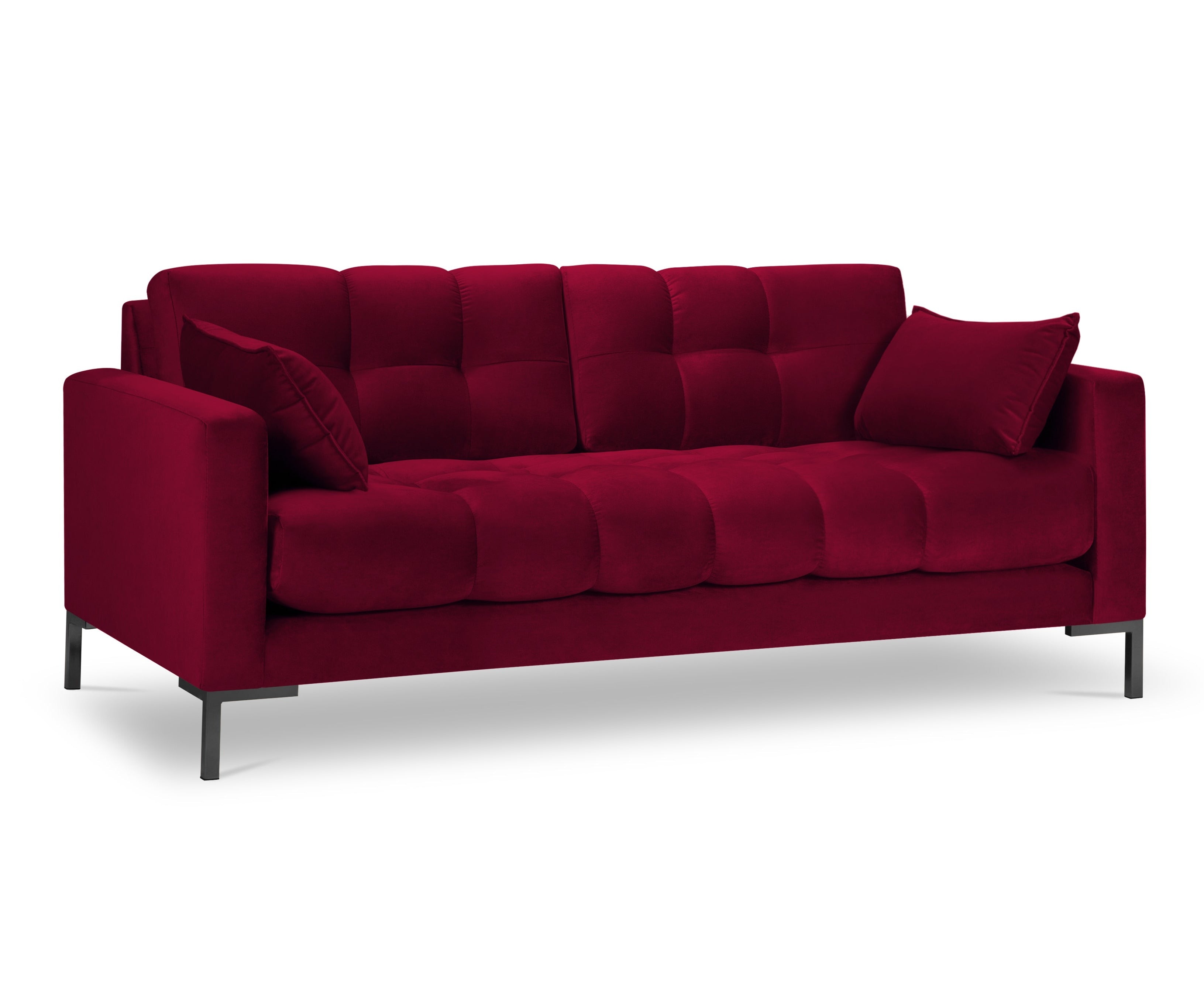3-seater velvet red sofa